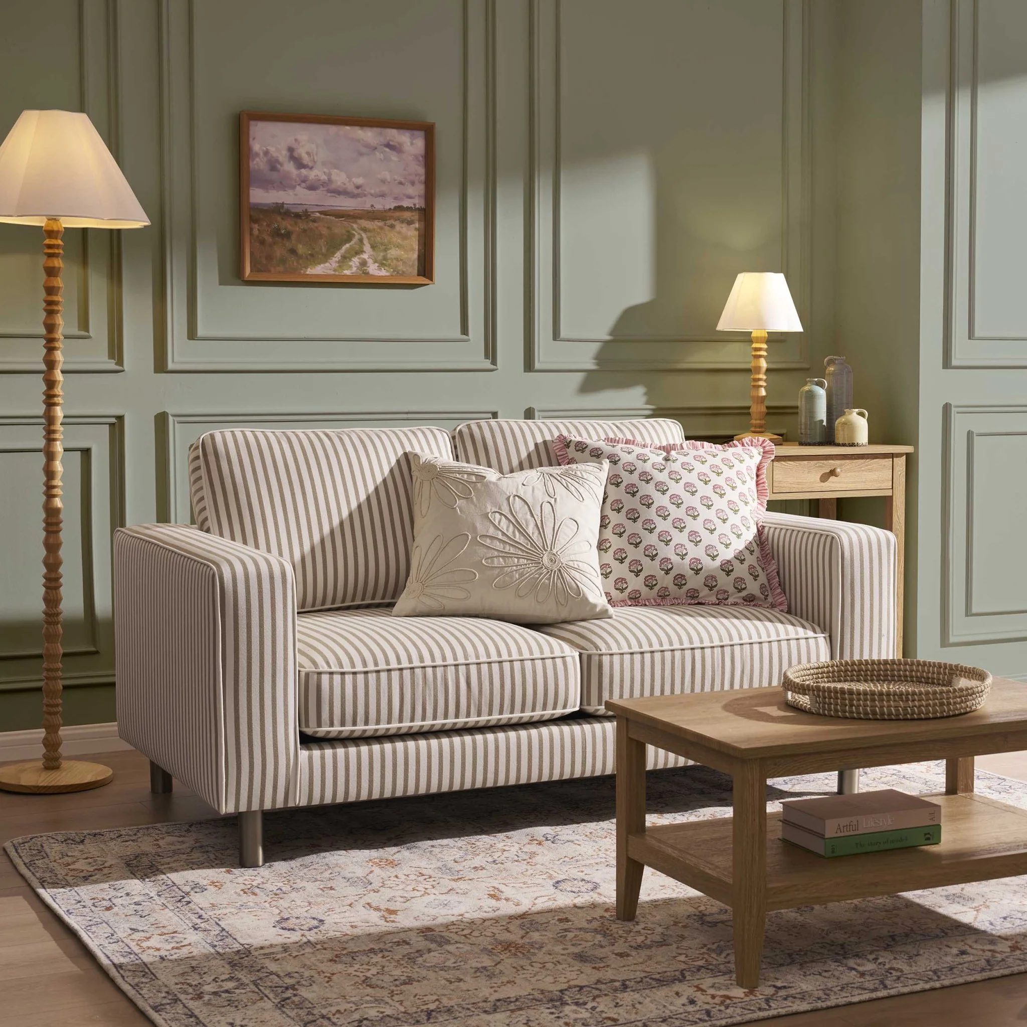 Soho 2 Seater Sofa - Sand Stripe - Image 2