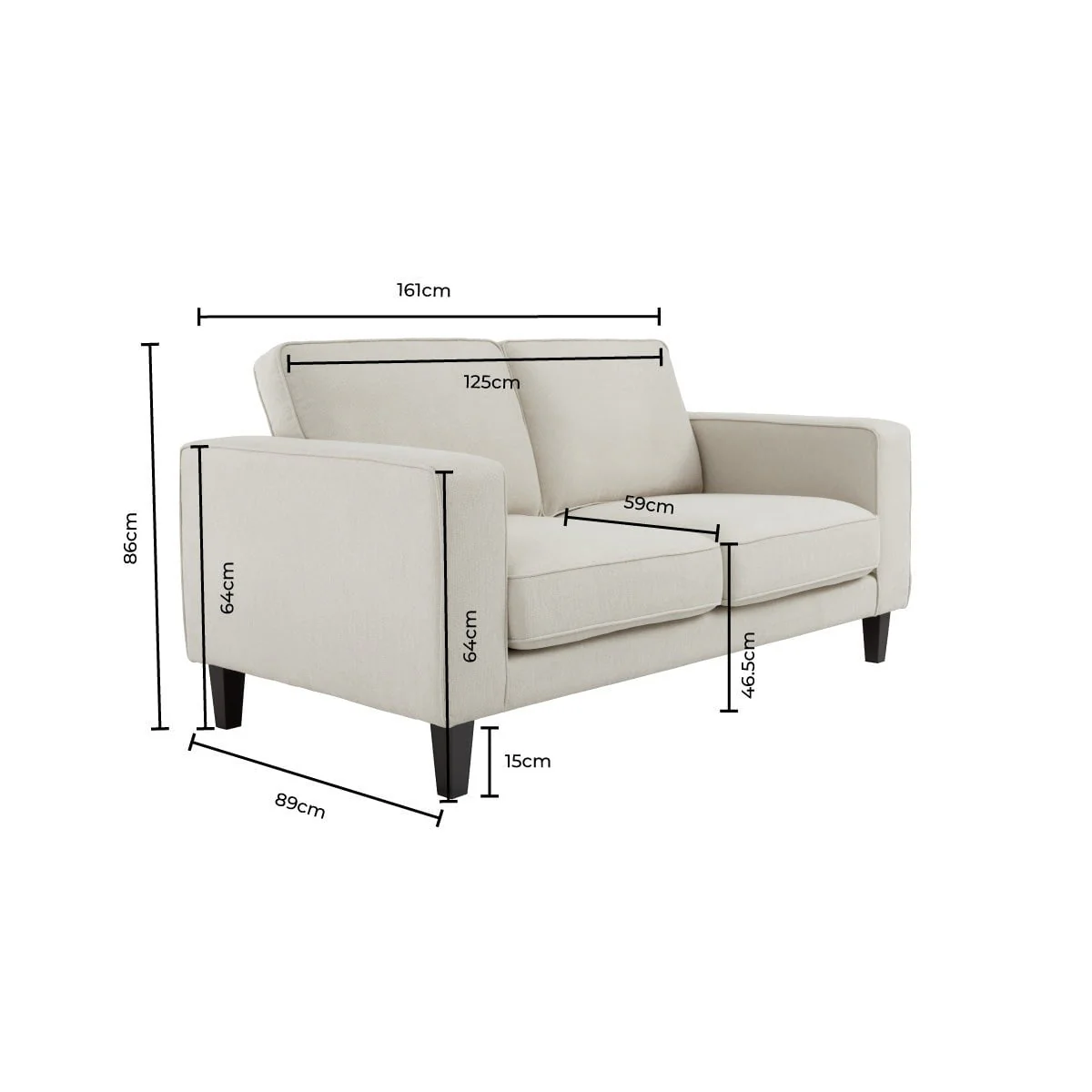 Soho 2 Seater Sofa - Grey - Image 7