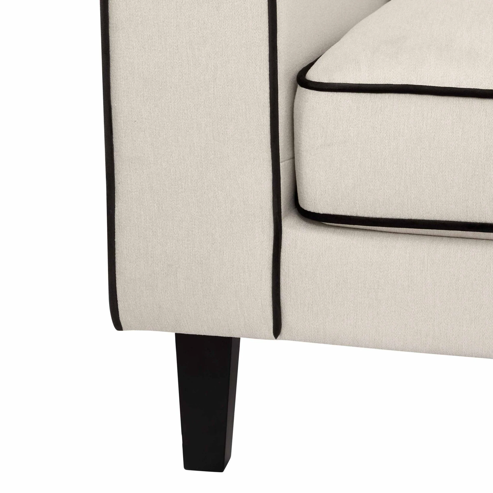 Soho 3 Seater Sofa - Cream Linen/Black - Image 8