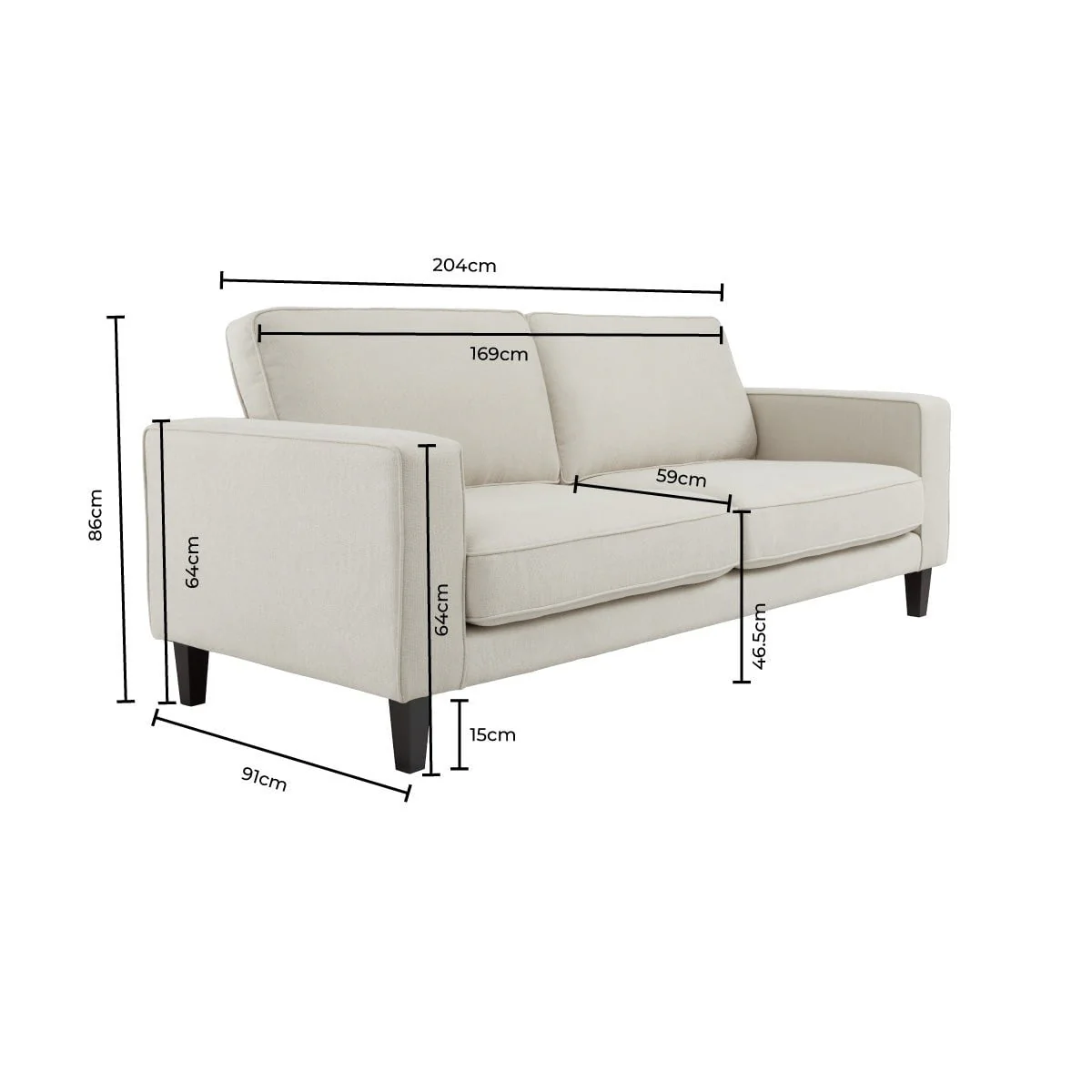 Soho Bouclé 3 Seater Sofa - Ivory - Image 8