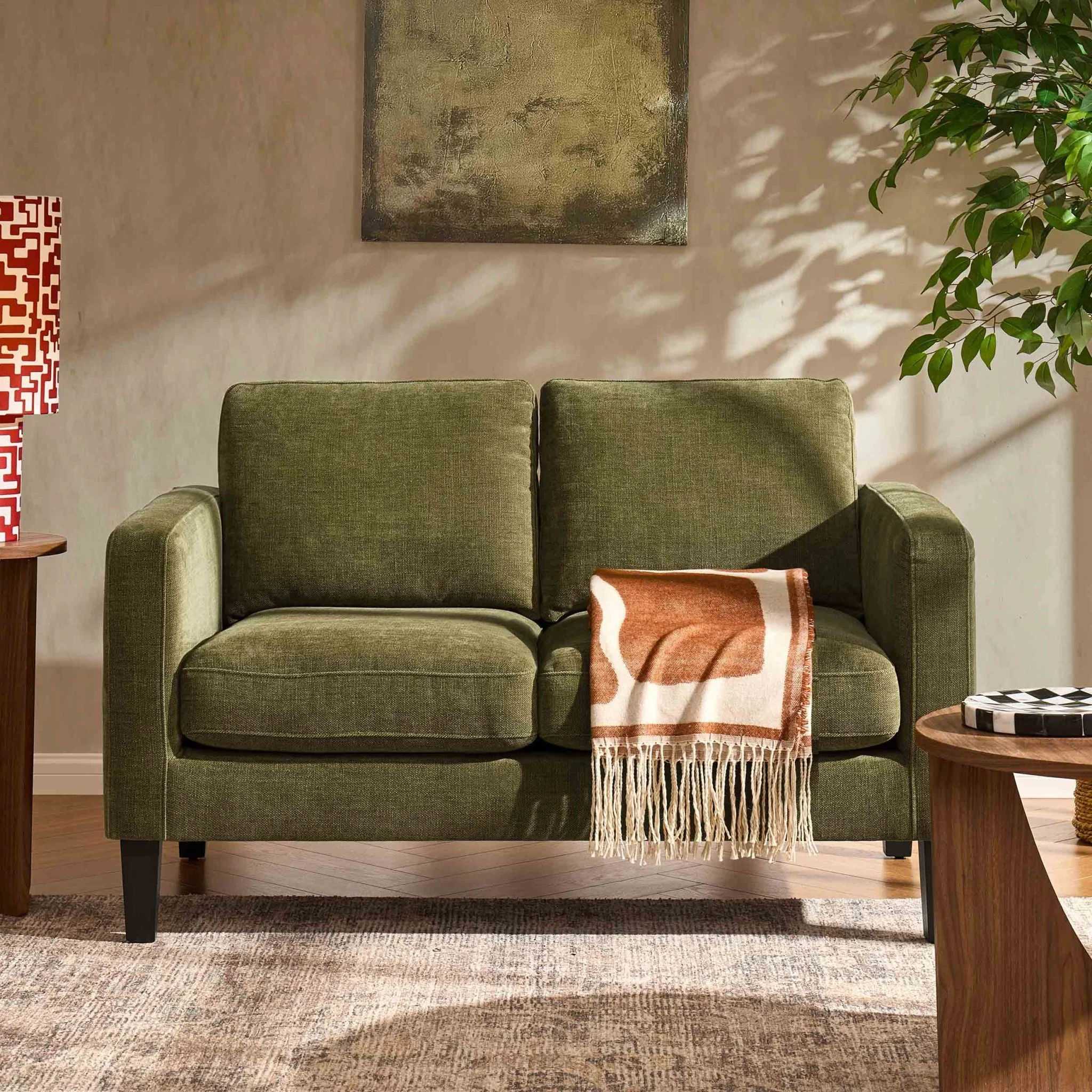 Soho Compact 2 Seater Sofa - Chenille Olive
