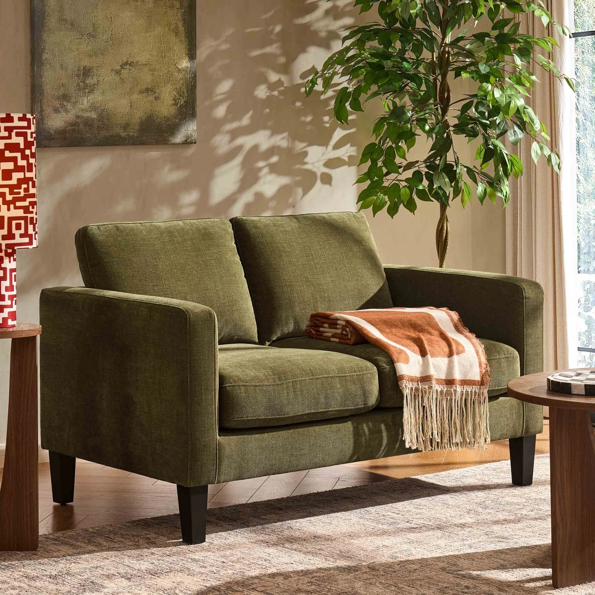 Soho Compact 2 Seater Sofa - Chenille Olive - Image 2