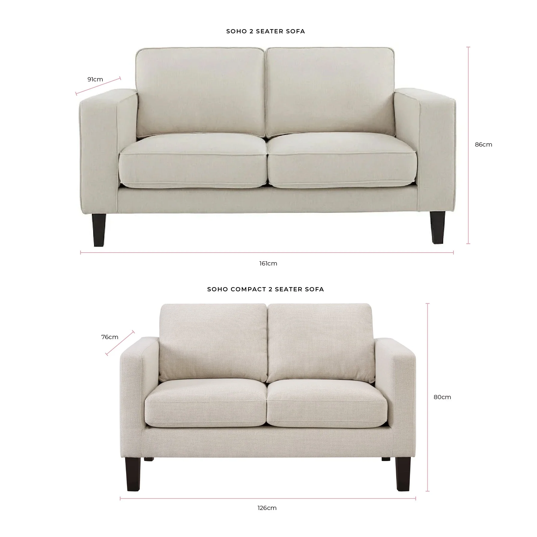 Soho Compact 2 Seater Sofa - Grey - Image 12