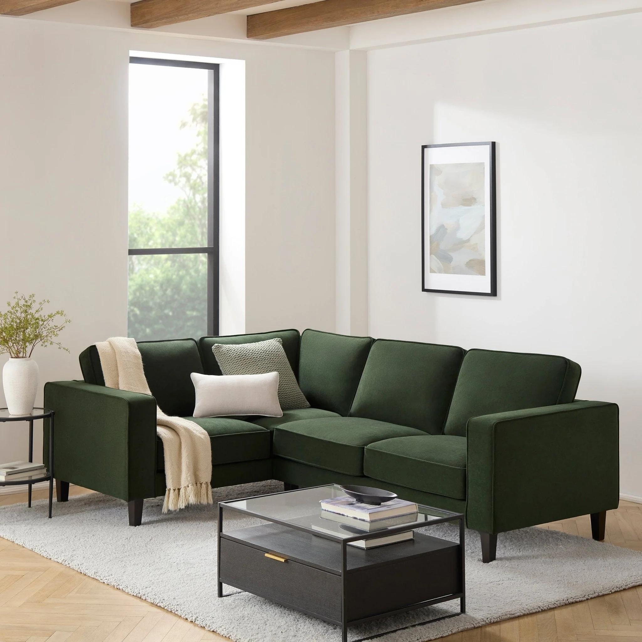 Soho Left Hand Corner Sofa - Dark Olive