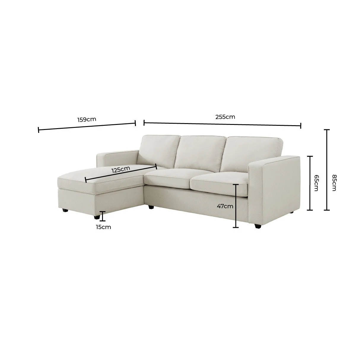 Soho Left Hand Storage Chaise Sofa - Beige - Image 7