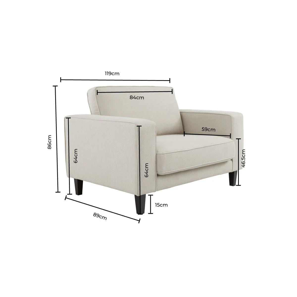 Soho Loveseat - Cream Linen/Black - Image 7