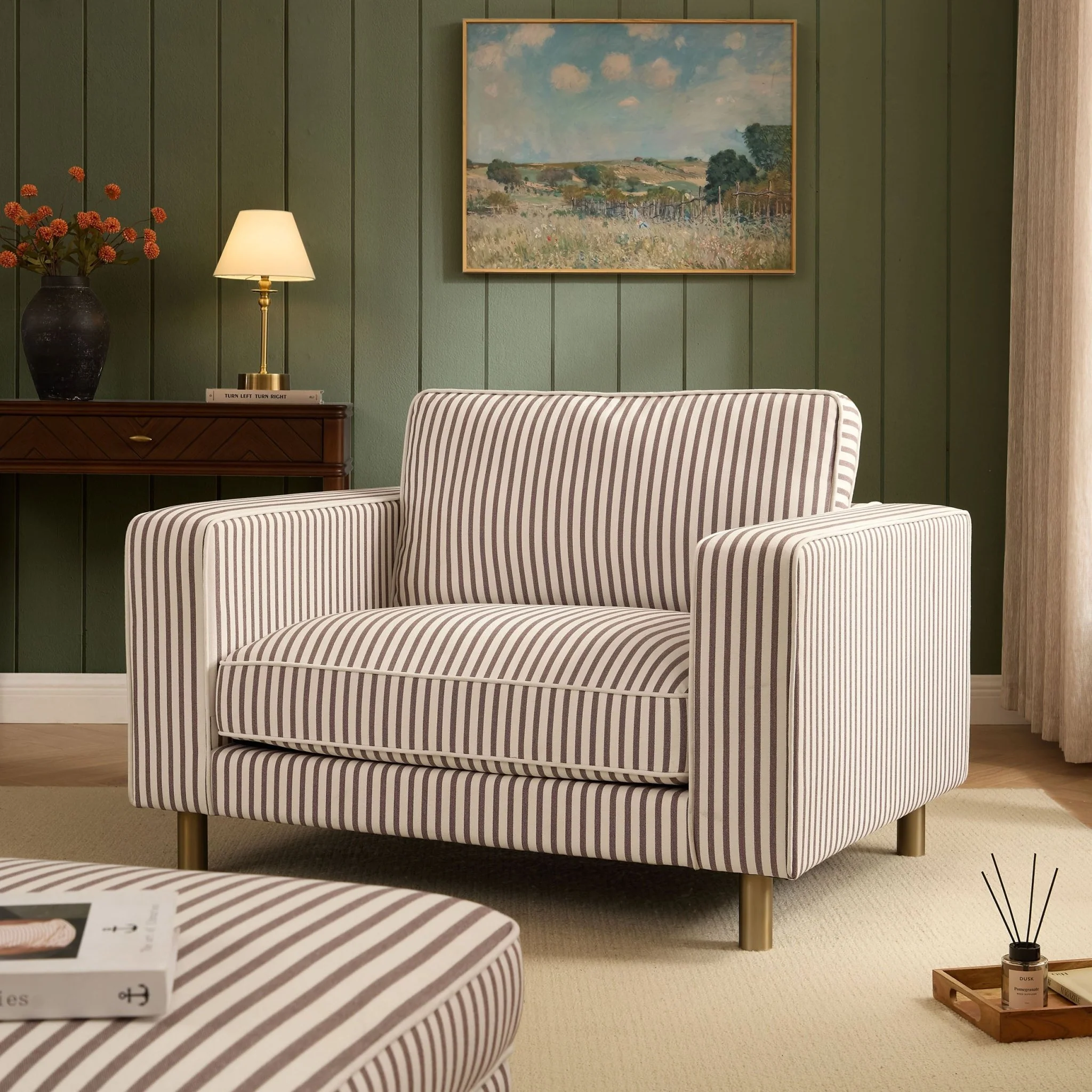 Soho Loveseat - Chocolate Stripe