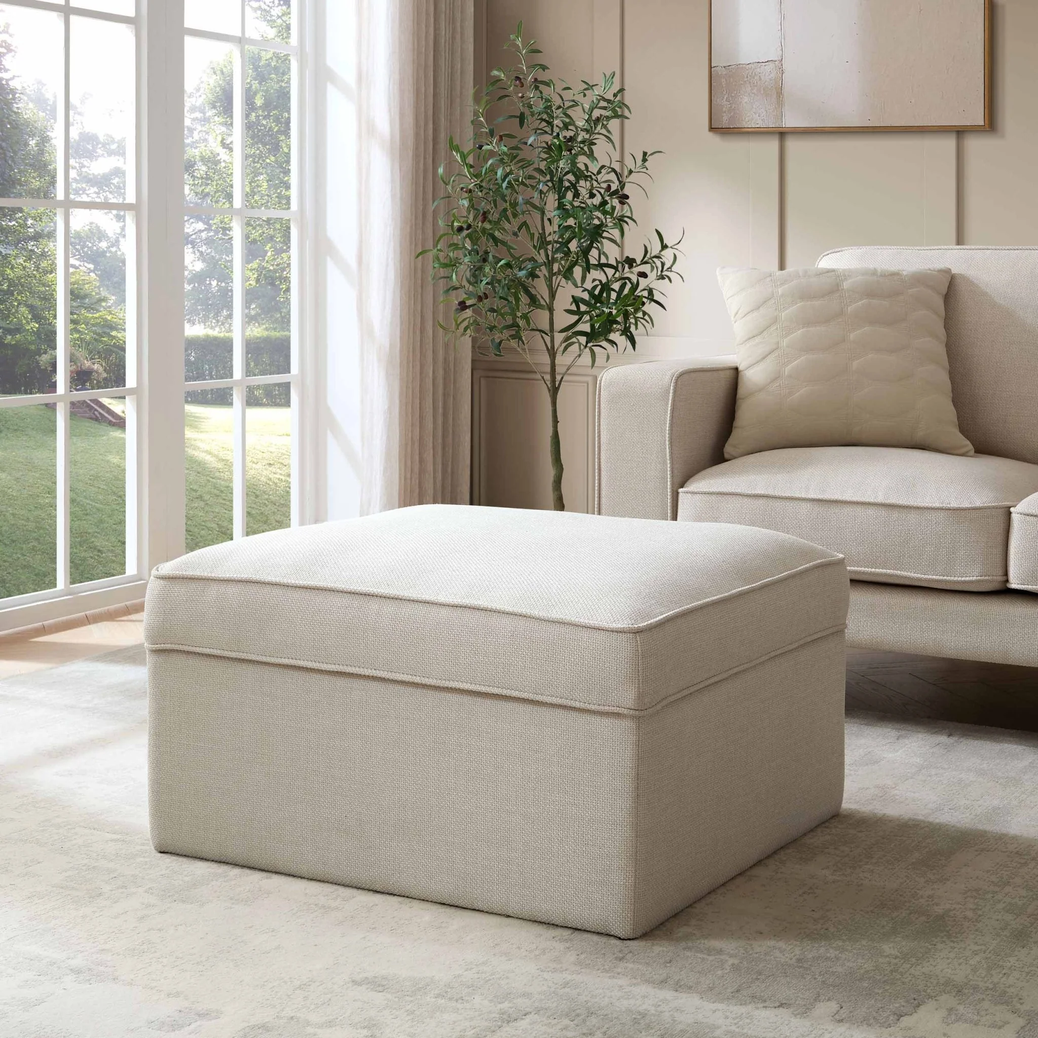 Soho Ottoman Storage Pouffe - Beige
