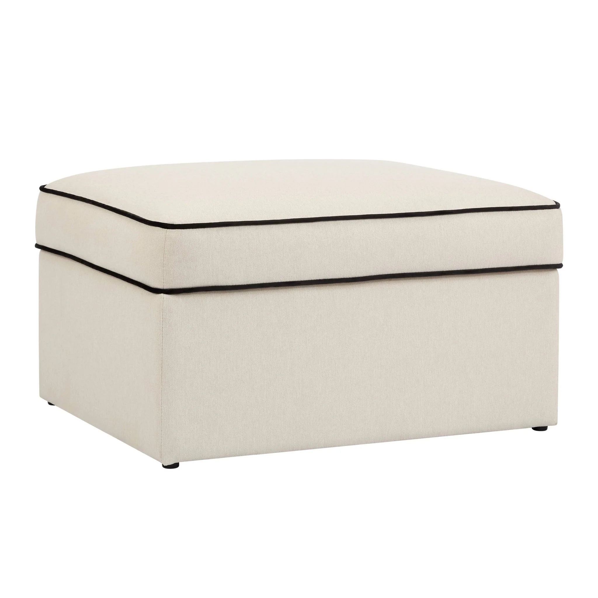 Soho Ottoman Storage Pouffe - Cream Linen/Black - Image 3