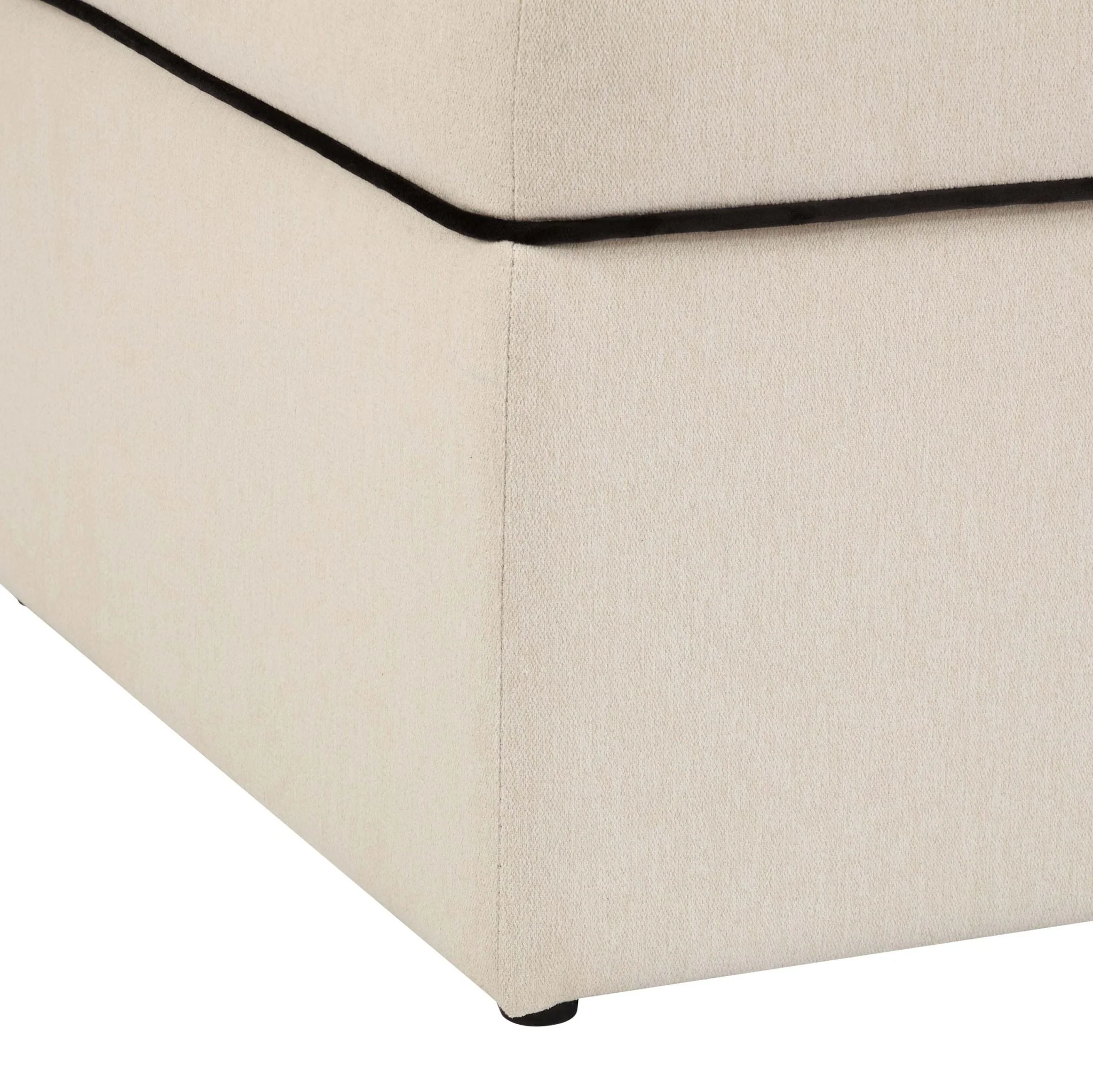 Soho Ottoman Storage Pouffe - Cream Linen/Black - Image 5