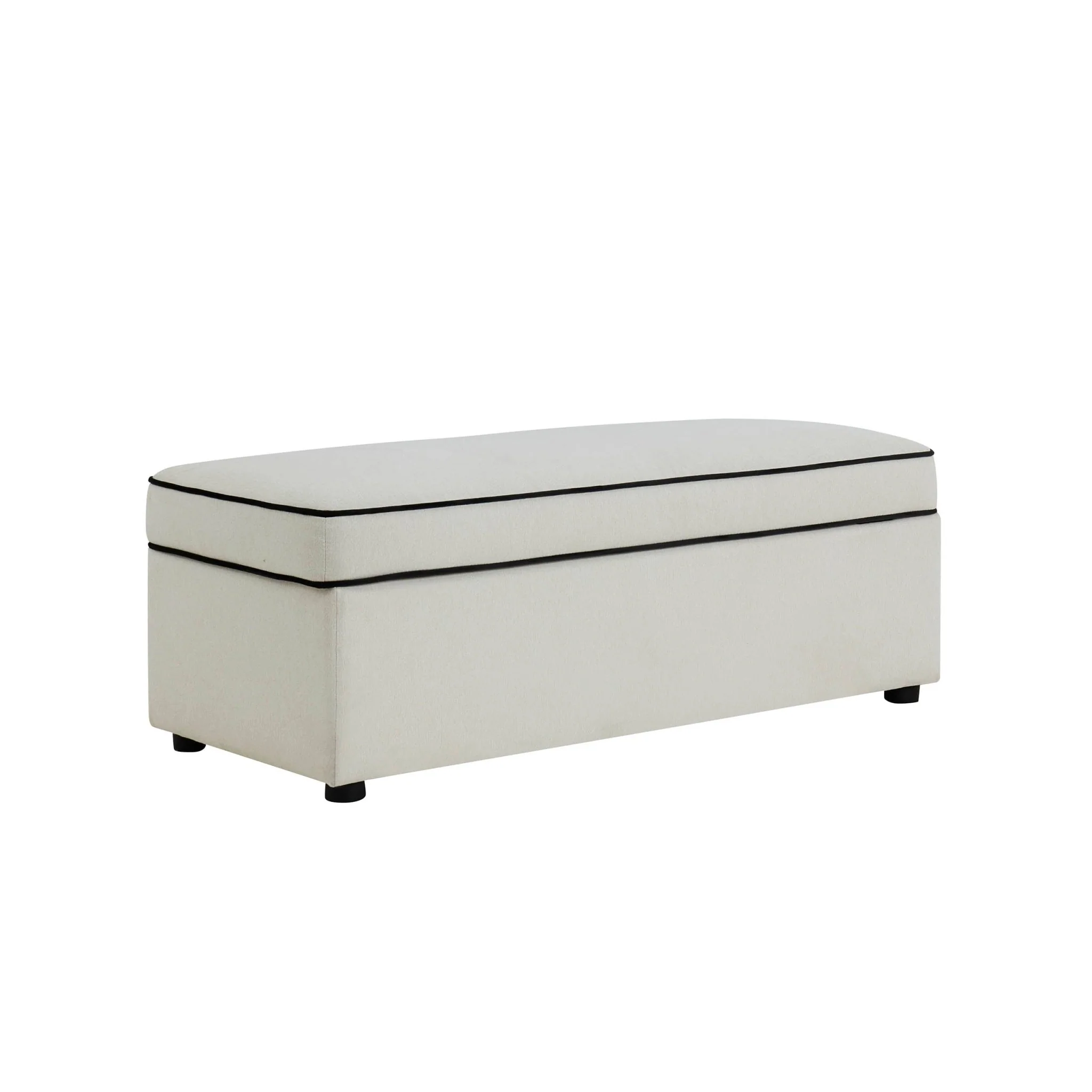Soho Rectangle Ottoman Storage - Cream Linen/Black - Image 4