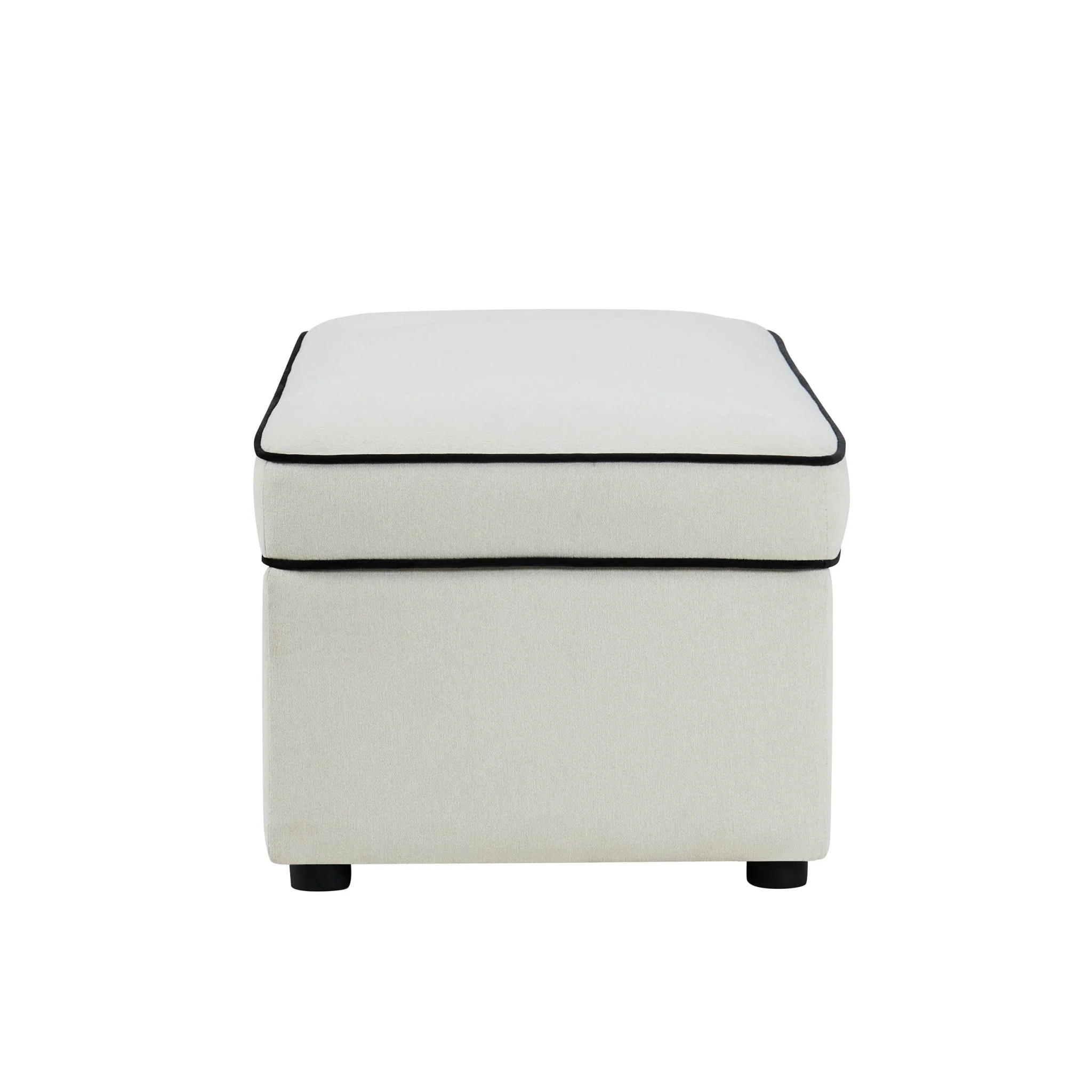 Soho Rectangle Ottoman Storage - Cream Linen/Black - Image 5