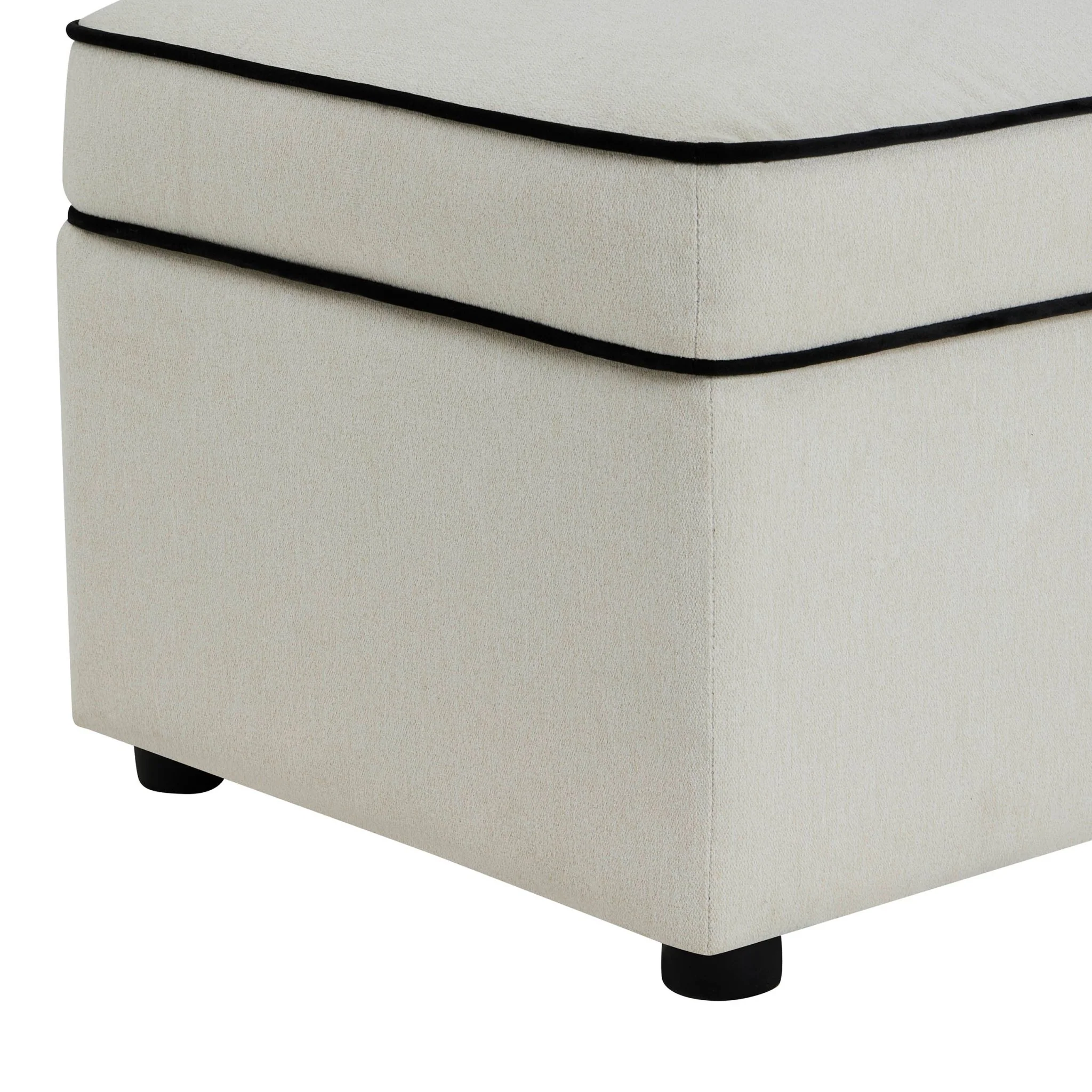 Soho Rectangle Ottoman Storage - Cream Linen/Black - Image 7