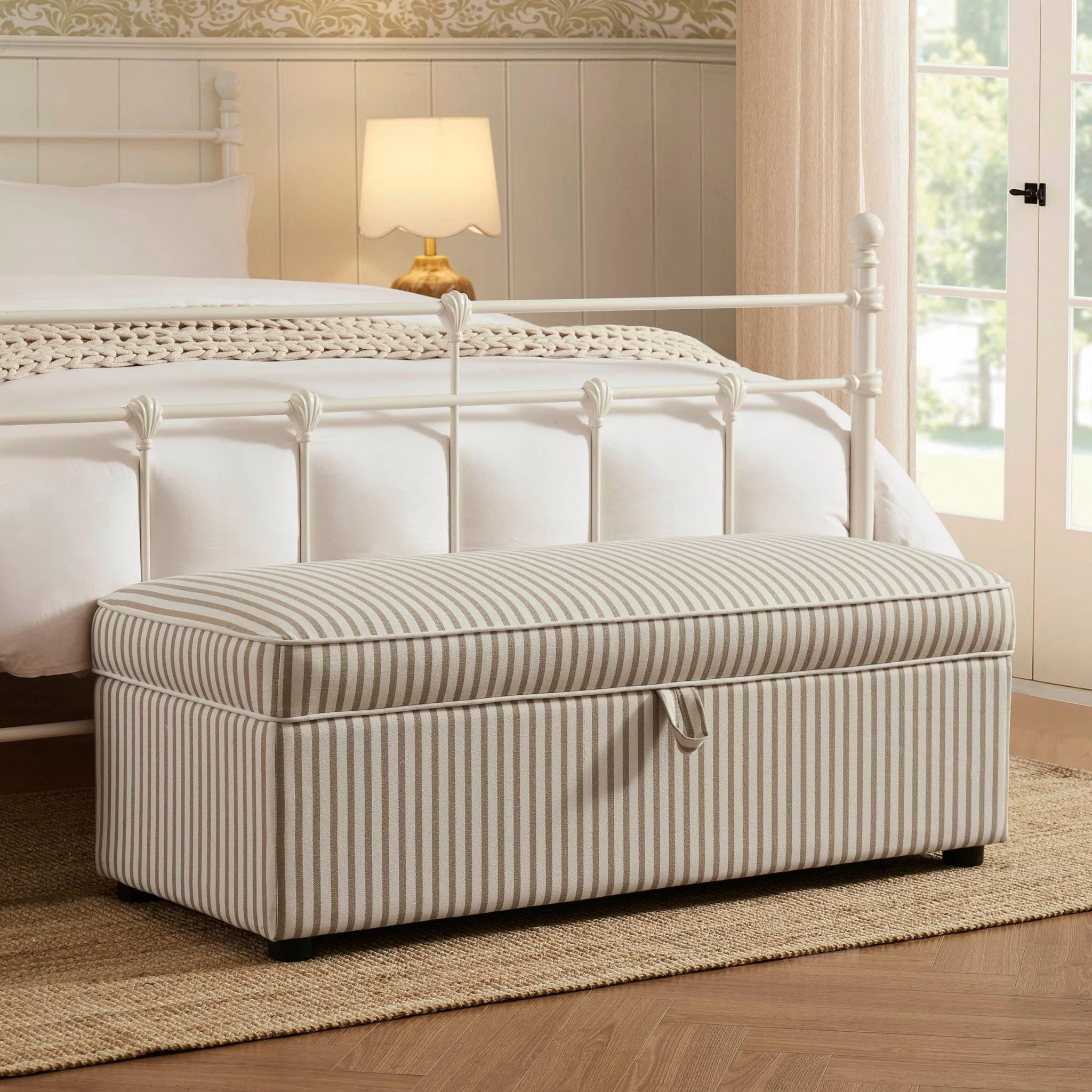 Soho Rectangle Ottoman Storage - Sand Stripe