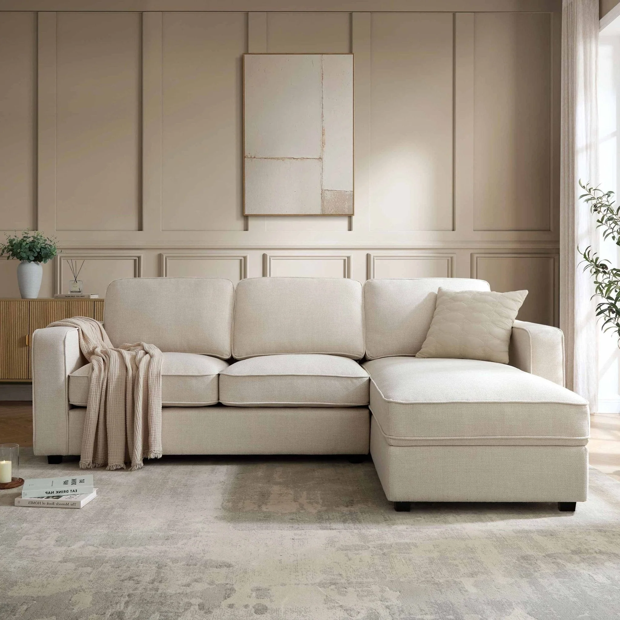 Soho Right Hand Storage Chaise Sofa - Beige - Image 2