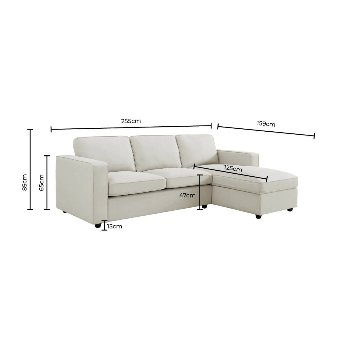 Soho Right Hand Storage Chaise Sofa - Grey - Image 7