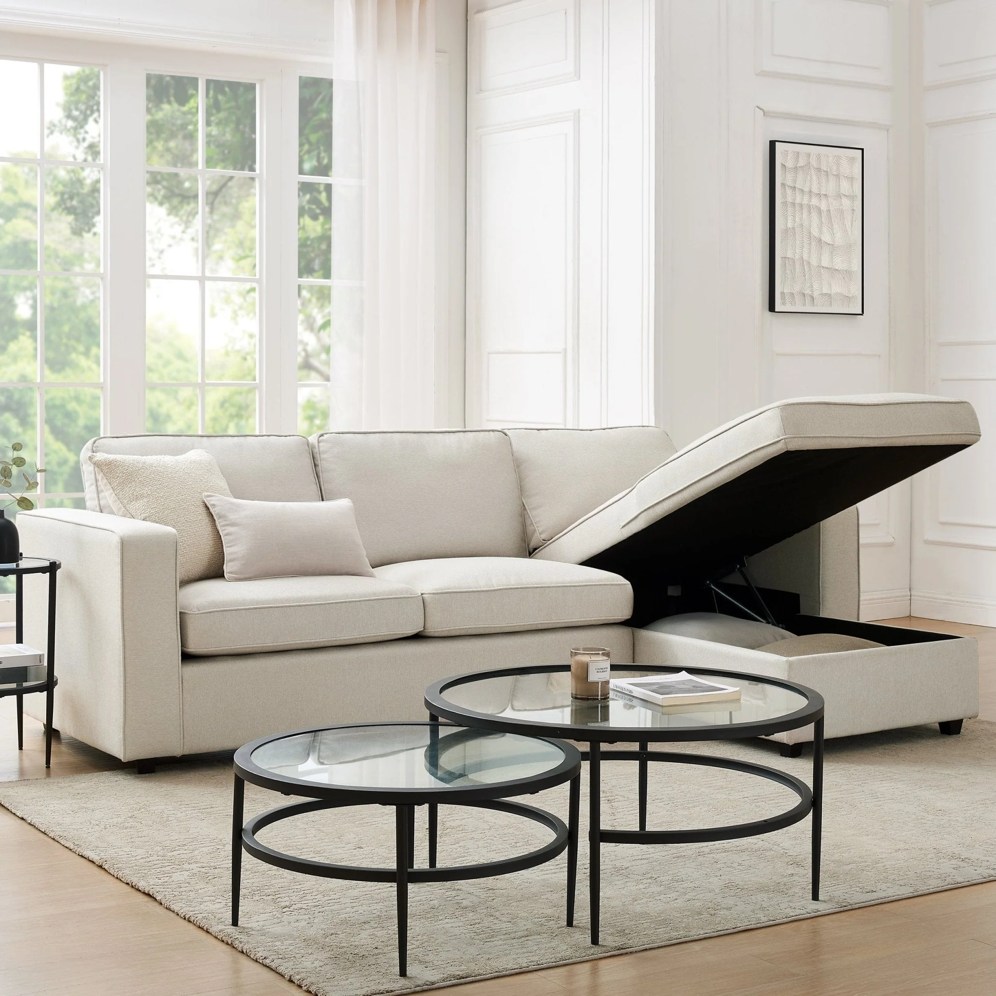 Soho Right Hand Storage Chaise Sofa - Natural - Image 3