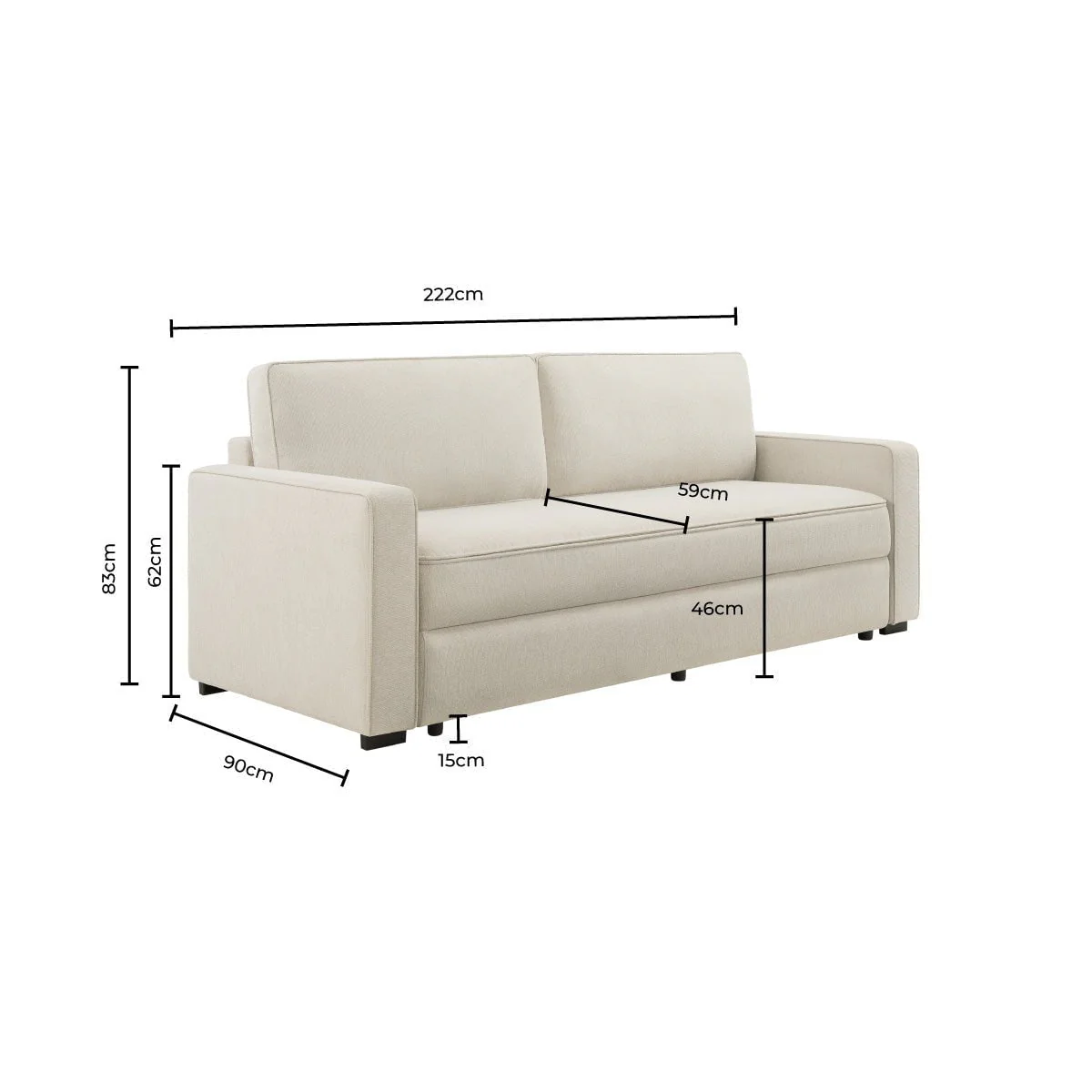 Soho Sofa Bed - Beige - Image 8