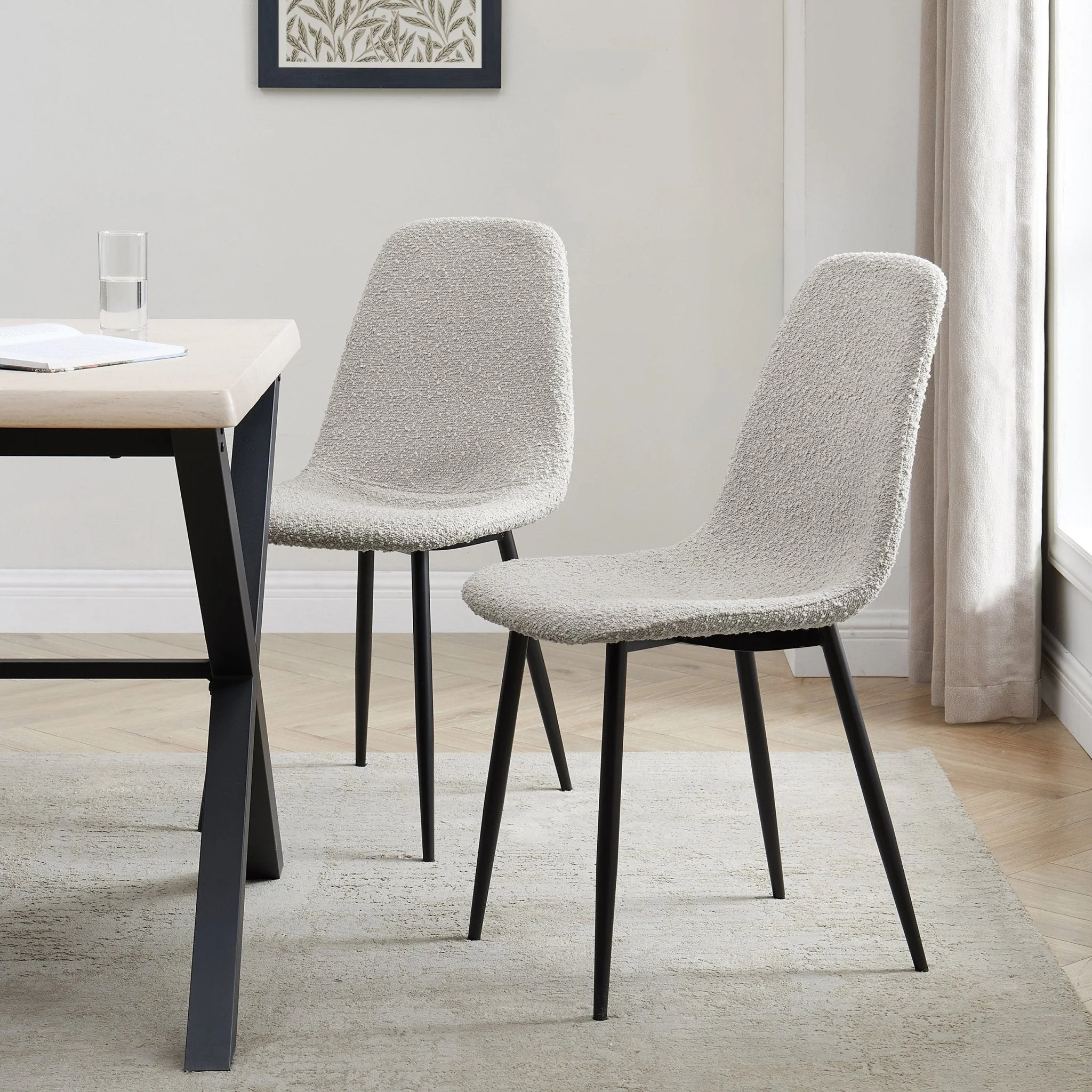 Sophia Set of 2 Dining Chairs - Boucle - Taupe