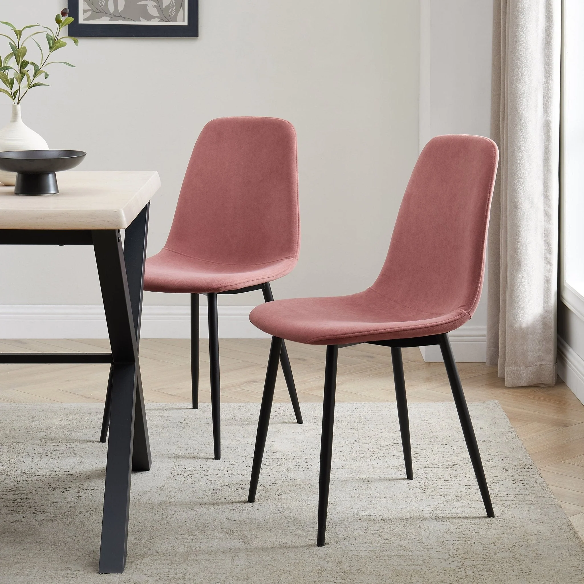 Sophia Set of 2 Dining Chairs - Velvet - Pink