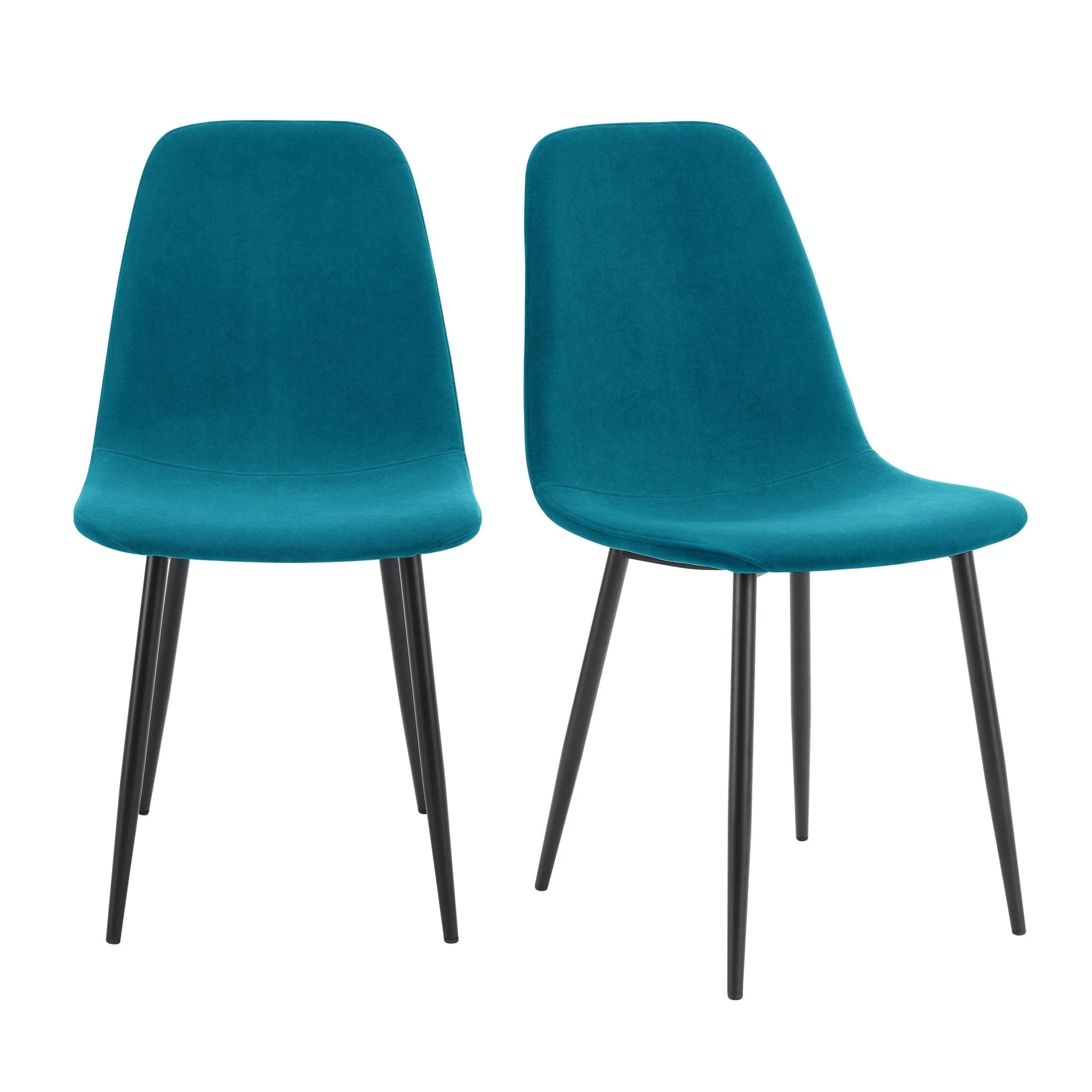 Sophia Set of 2 Dining Chairs - Velvet - Teal Blue - Image 2
