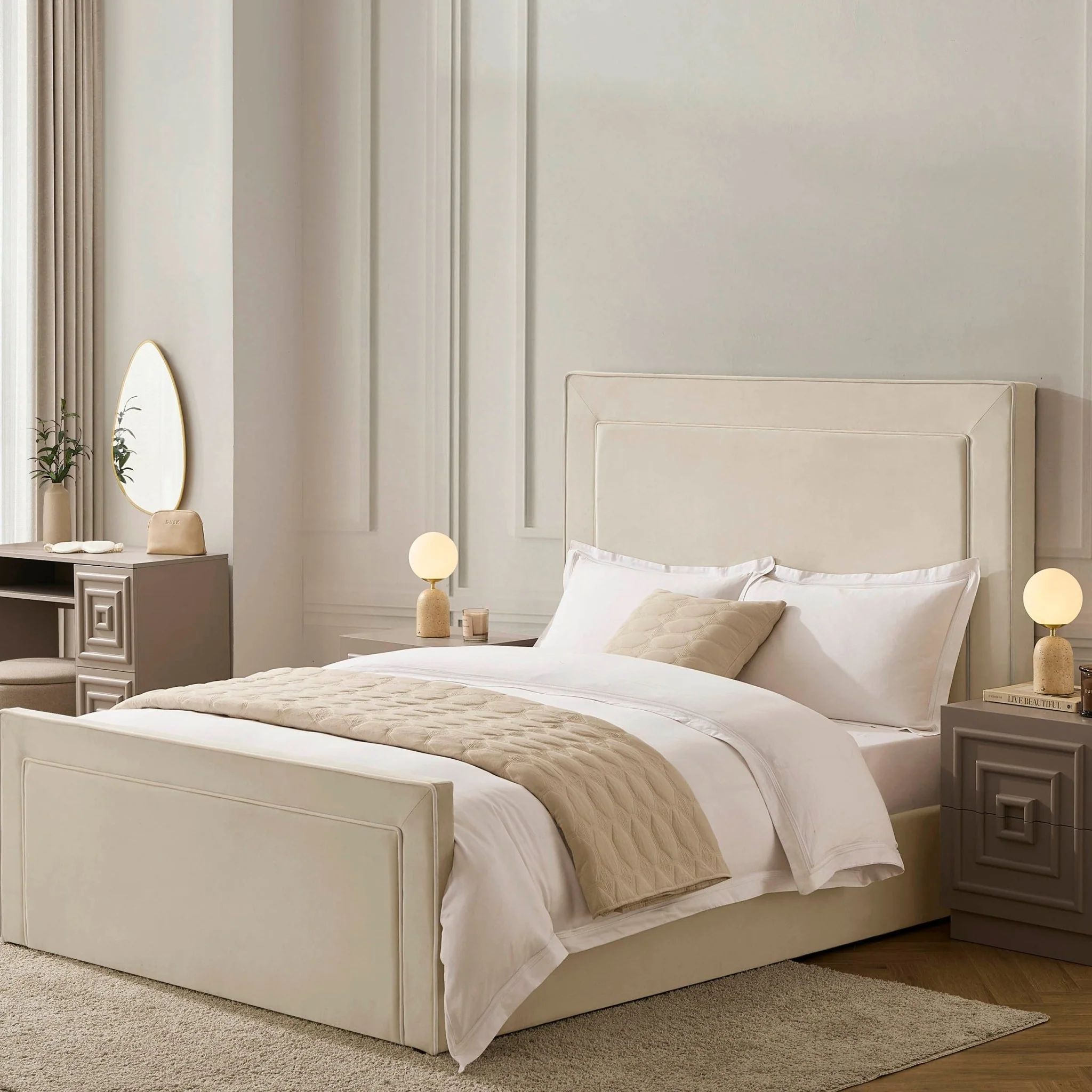Sorrento Ottoman Storage Bed - Ecru/White