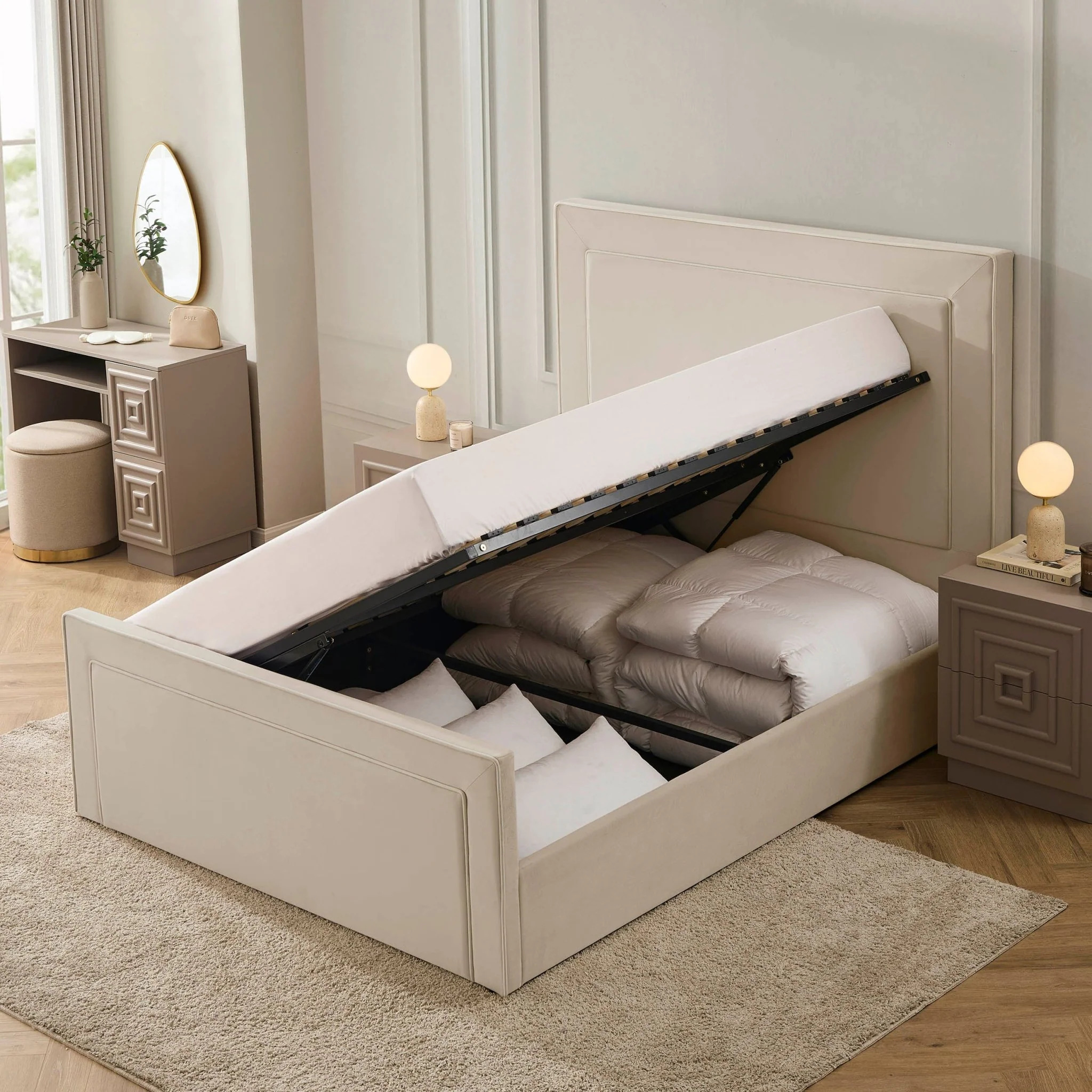 Sorrento Ottoman Storage Bed - Ecru/White - Image 5