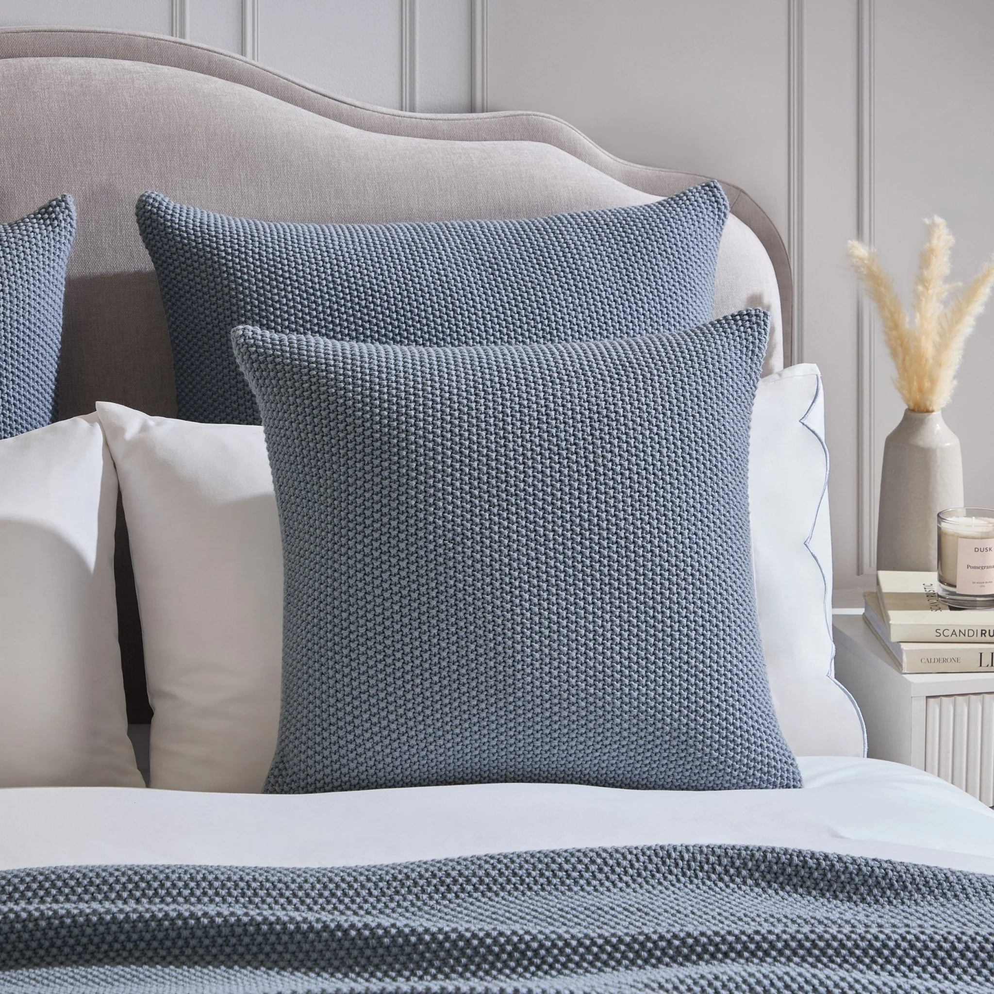 St Ives Knit Cushion Cover - Dusty Blue