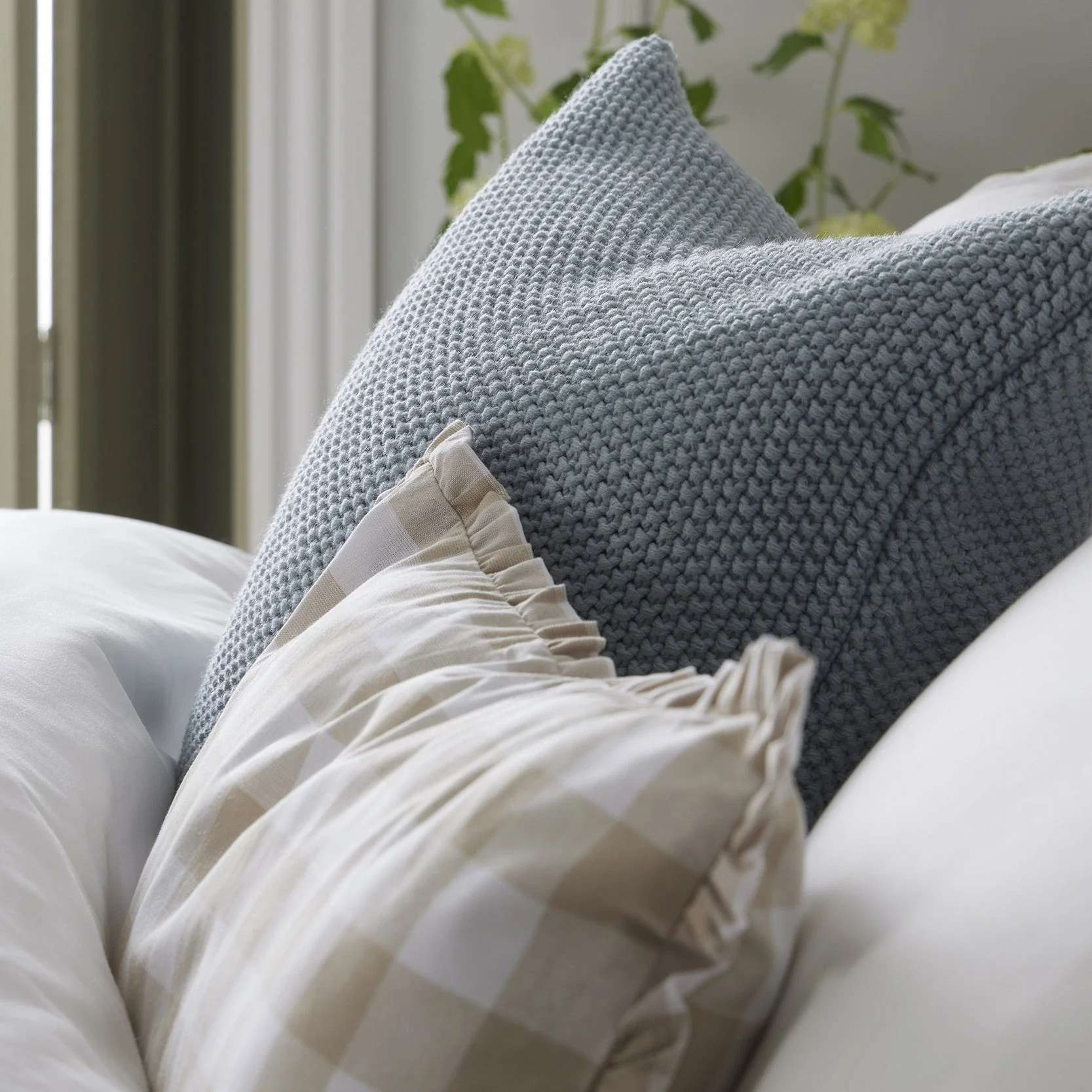 St Ives Knit Cushion Cover - Dusty Blue - Image 3