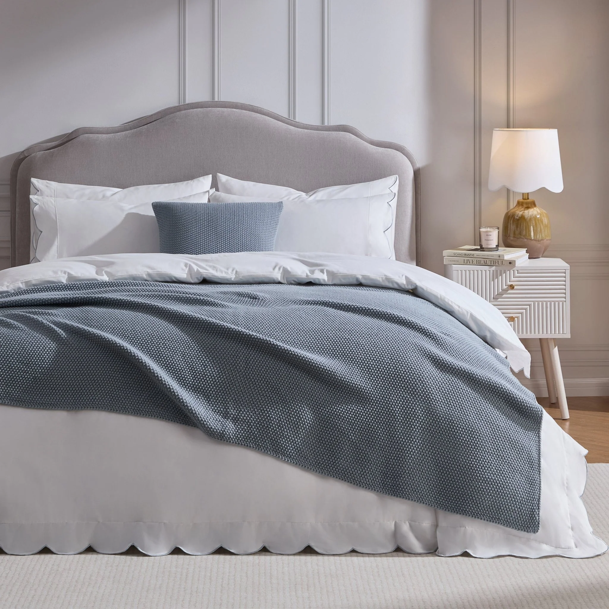 St Ives Knit Cushion Cover - Dusty Blue - Image 5