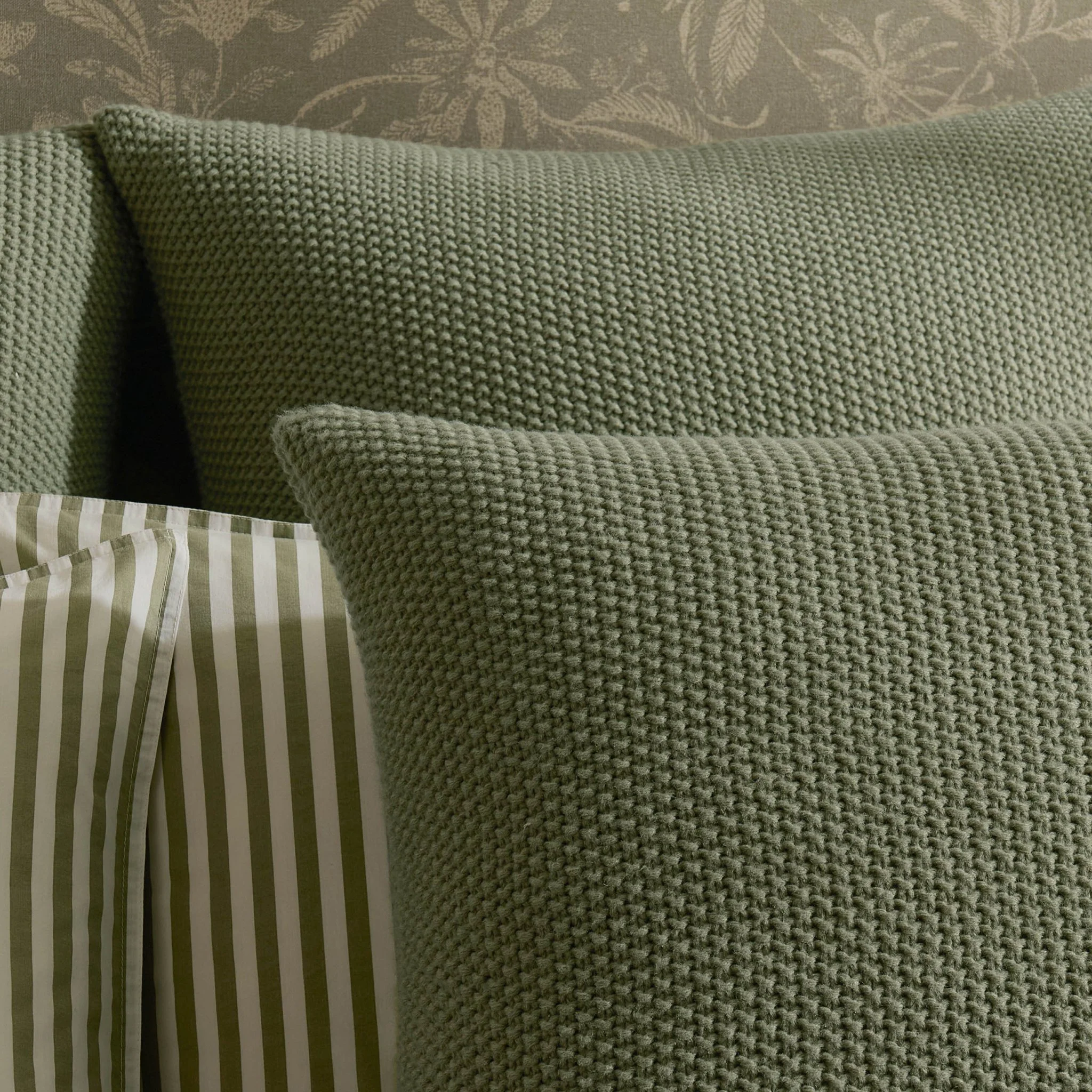 St Ives Knit Cushion Cover - Green - Image 2