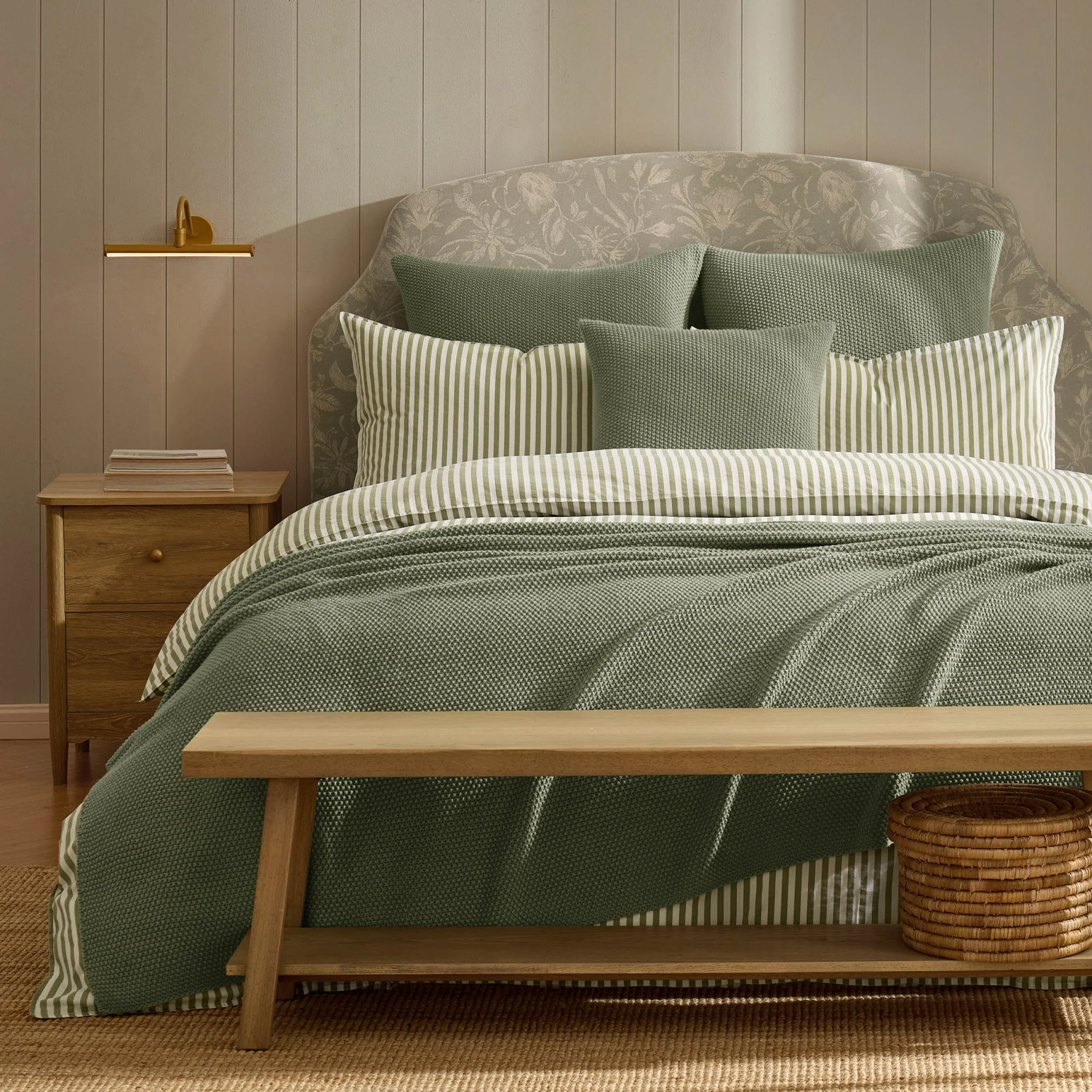 St Ives Knit Cushion Cover - Green - Image 3