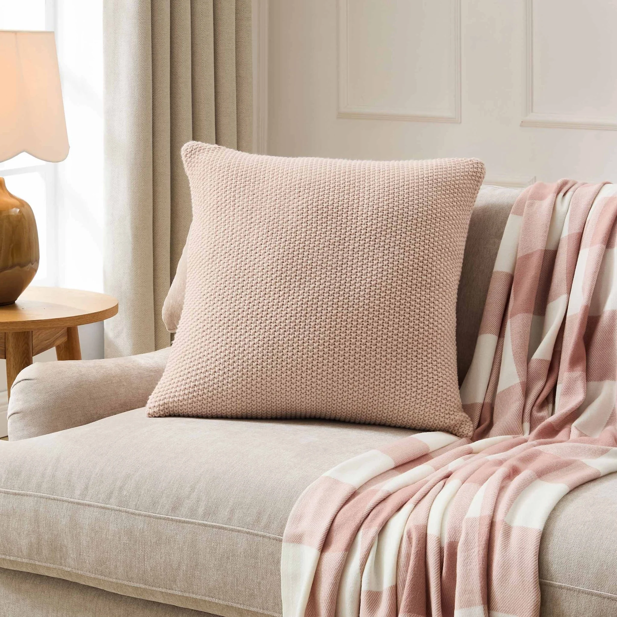 St Ives Knit Sofa Cushion Cover - Ballet Slipper