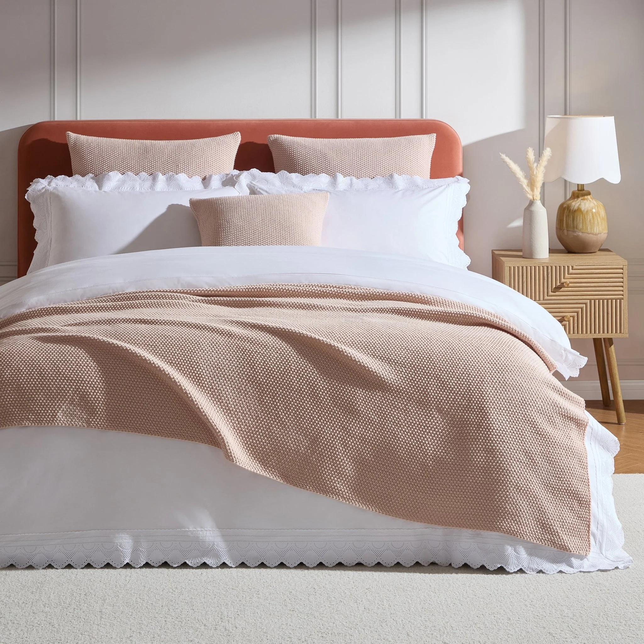 St Ives Knit Throw - Ballet Slipper