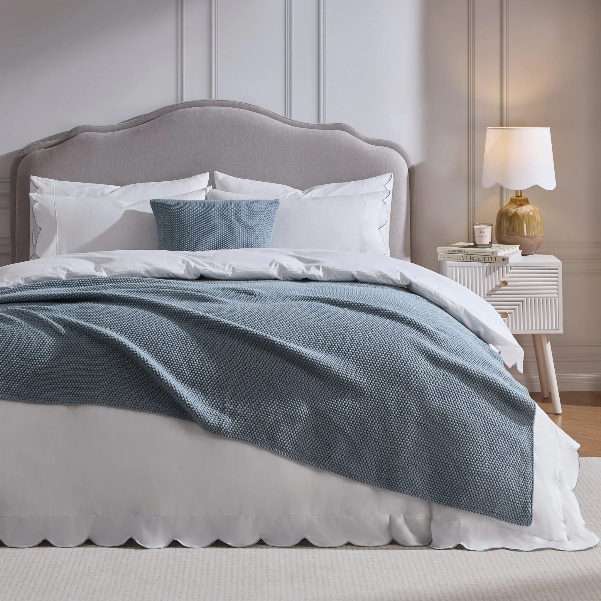 St Ives Knit Throw - Dusty Blue