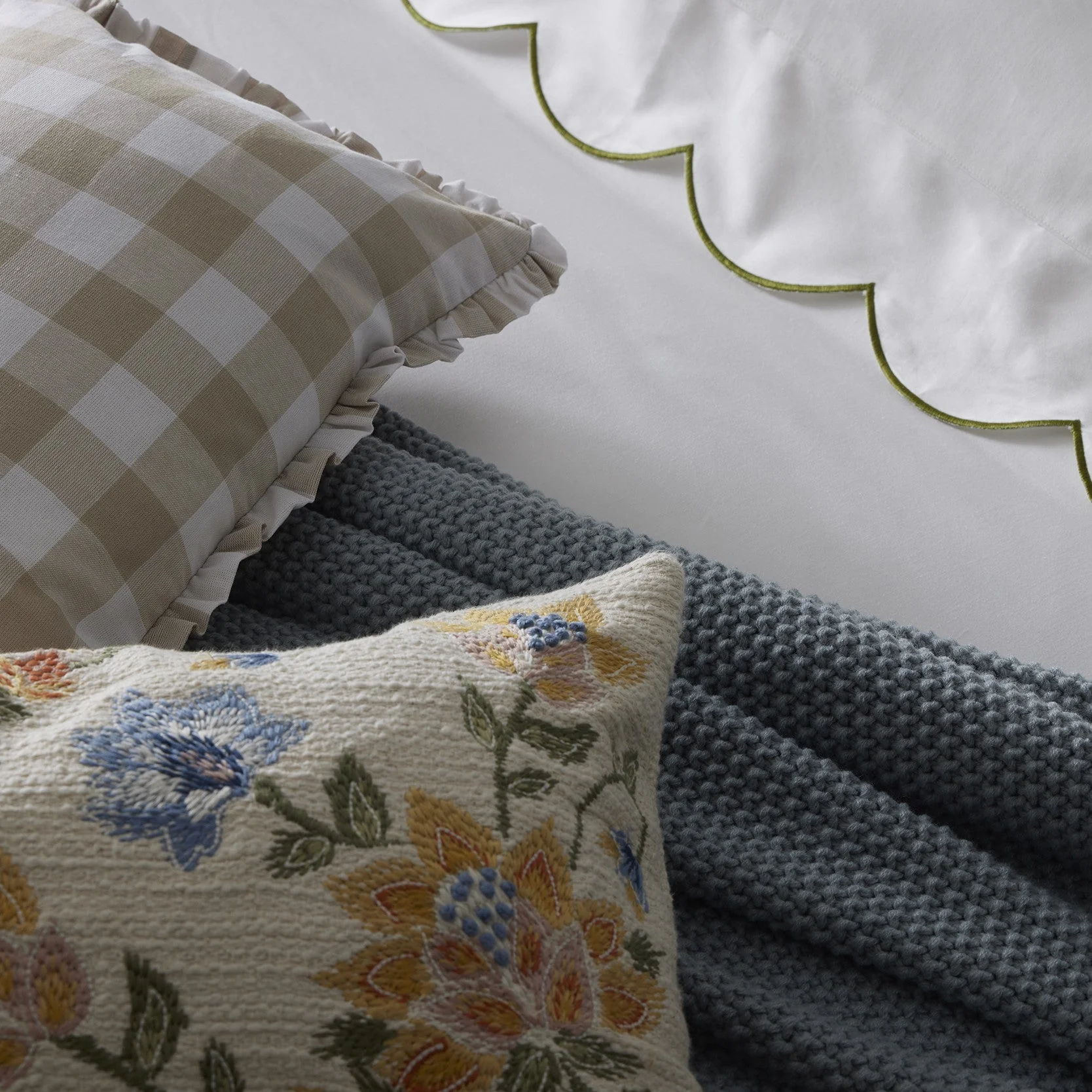 St Ives Knit Throw - Dusty Blue - Image 4