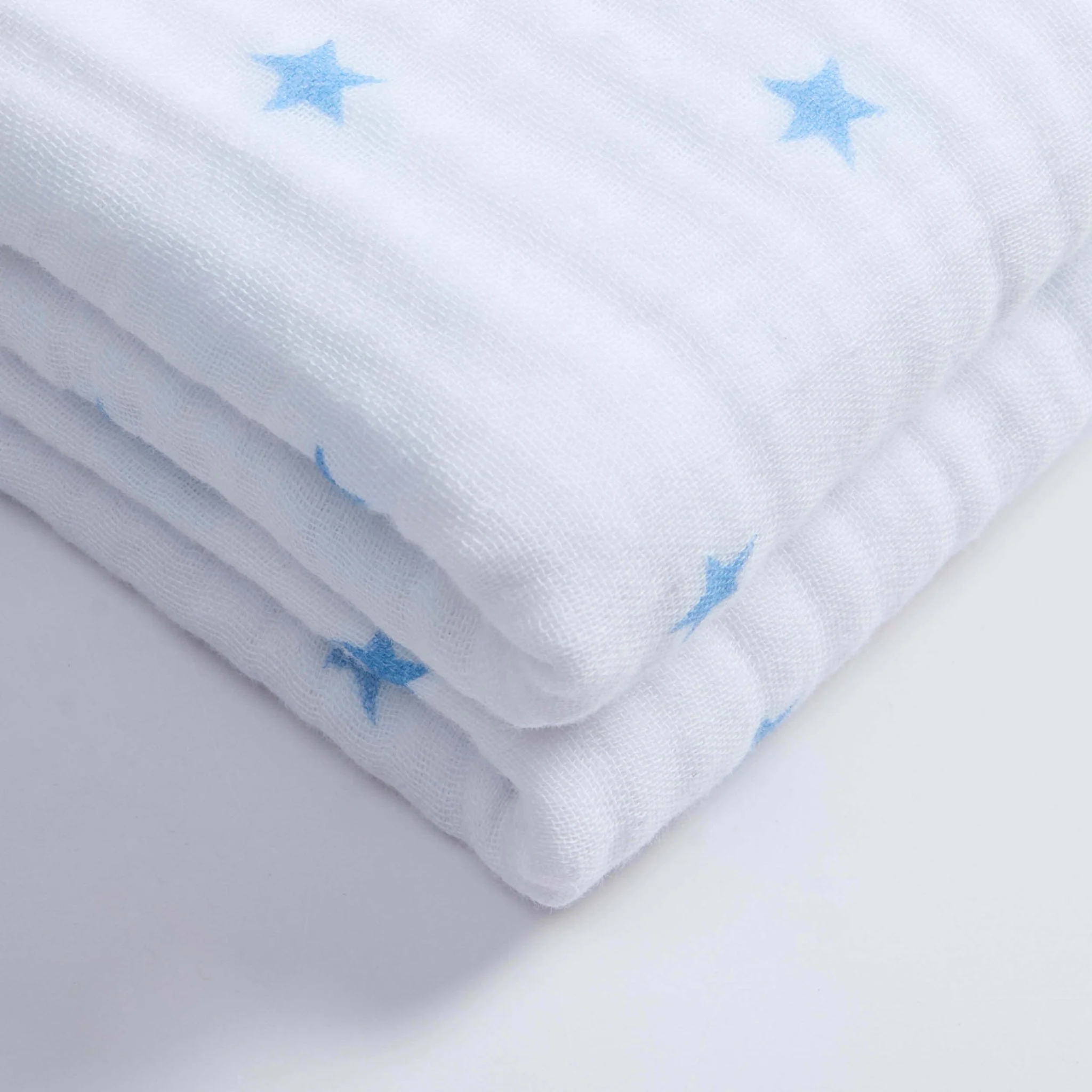 Star Muslin Jacquard 100% Cotton Throw - Light Blue - Image 4