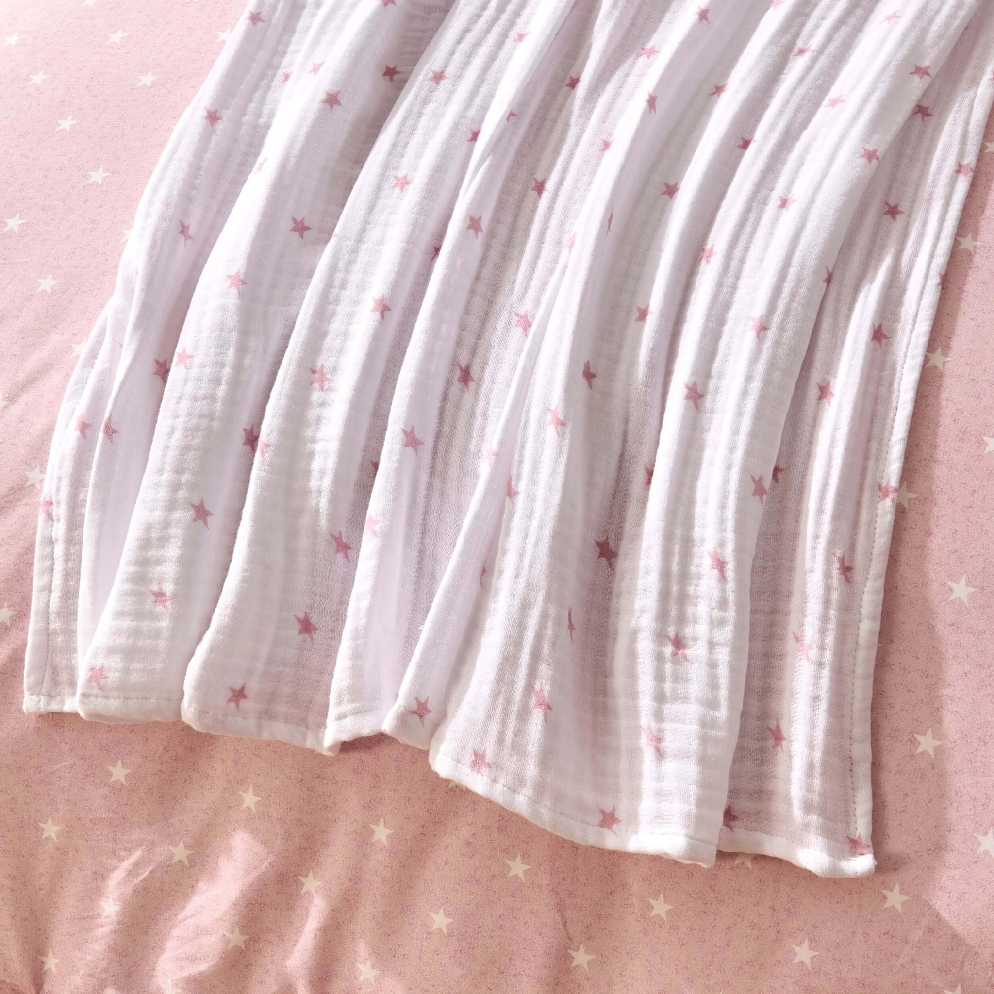 Star Muslin Jacquard 100% Cotton Throw - Light Pink - Image 2