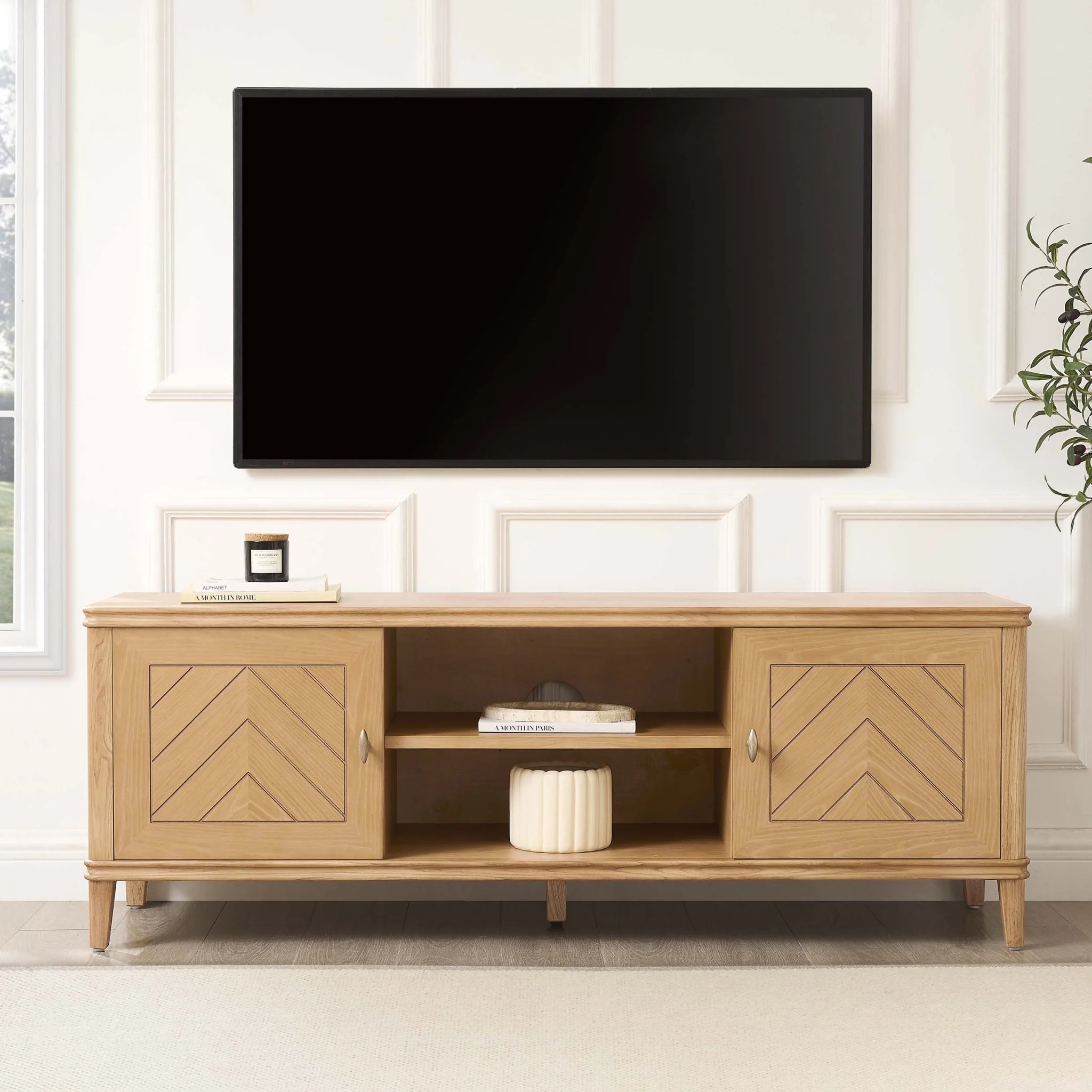 Stockholm TV Unit for TVs up to 60"- Light Wood - Wood Veneer