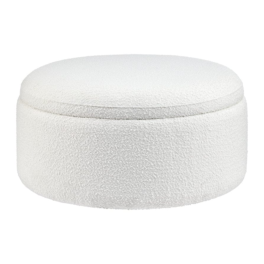 Stockton Boucle Round Storage Pouffe - Off White - Image 2