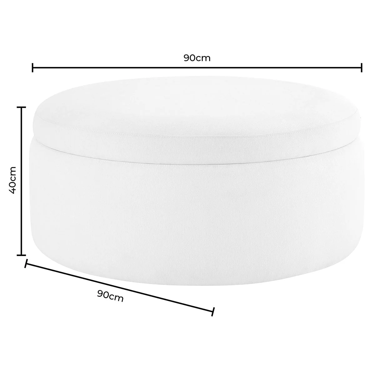 Stockton Round Storage Pouffe - Linen Natural - Image 6