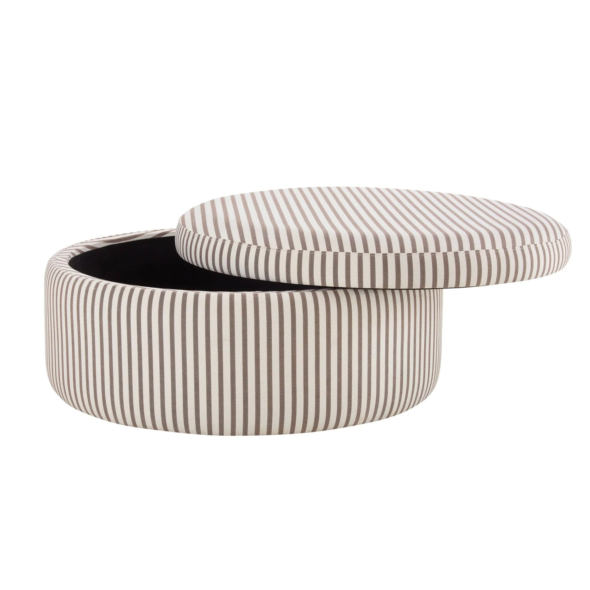 Stockton Round Storage Pouffe - Chocolate Stripe - Image 3