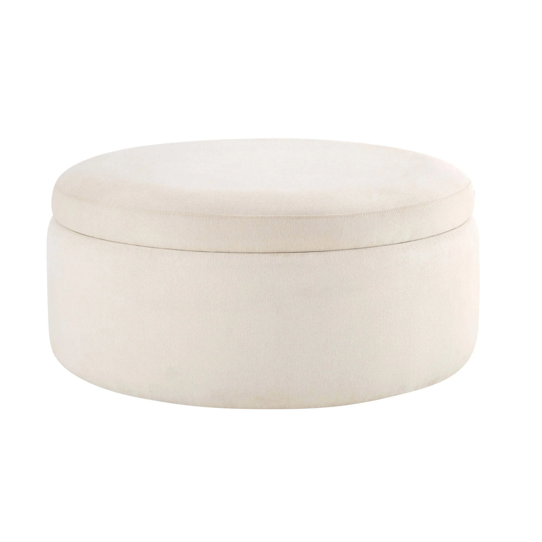 Stockton Round Storage Pouffe - Cream Linen - Image 3