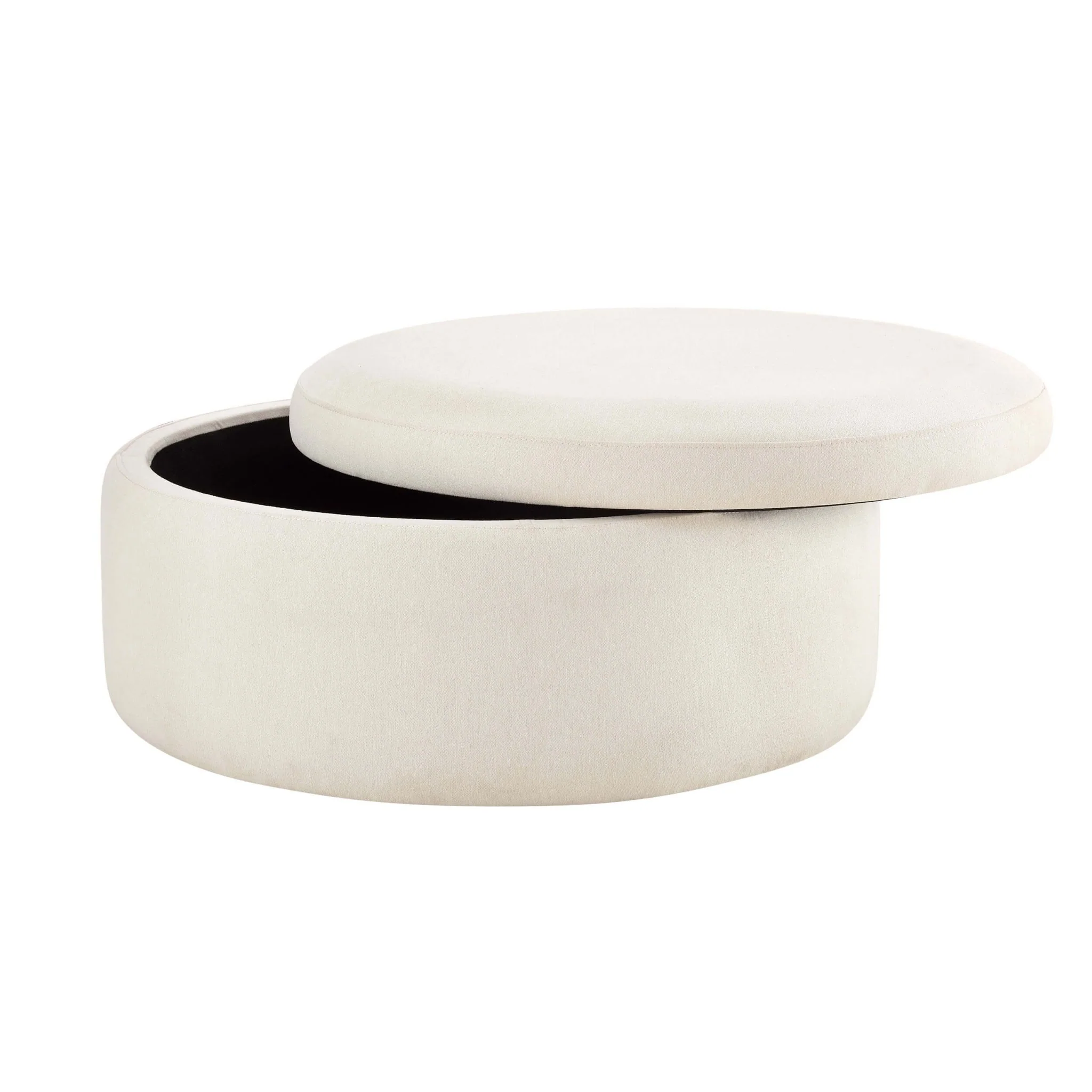 Stockton Round Storage Pouffe - Cream Linen - Image 4