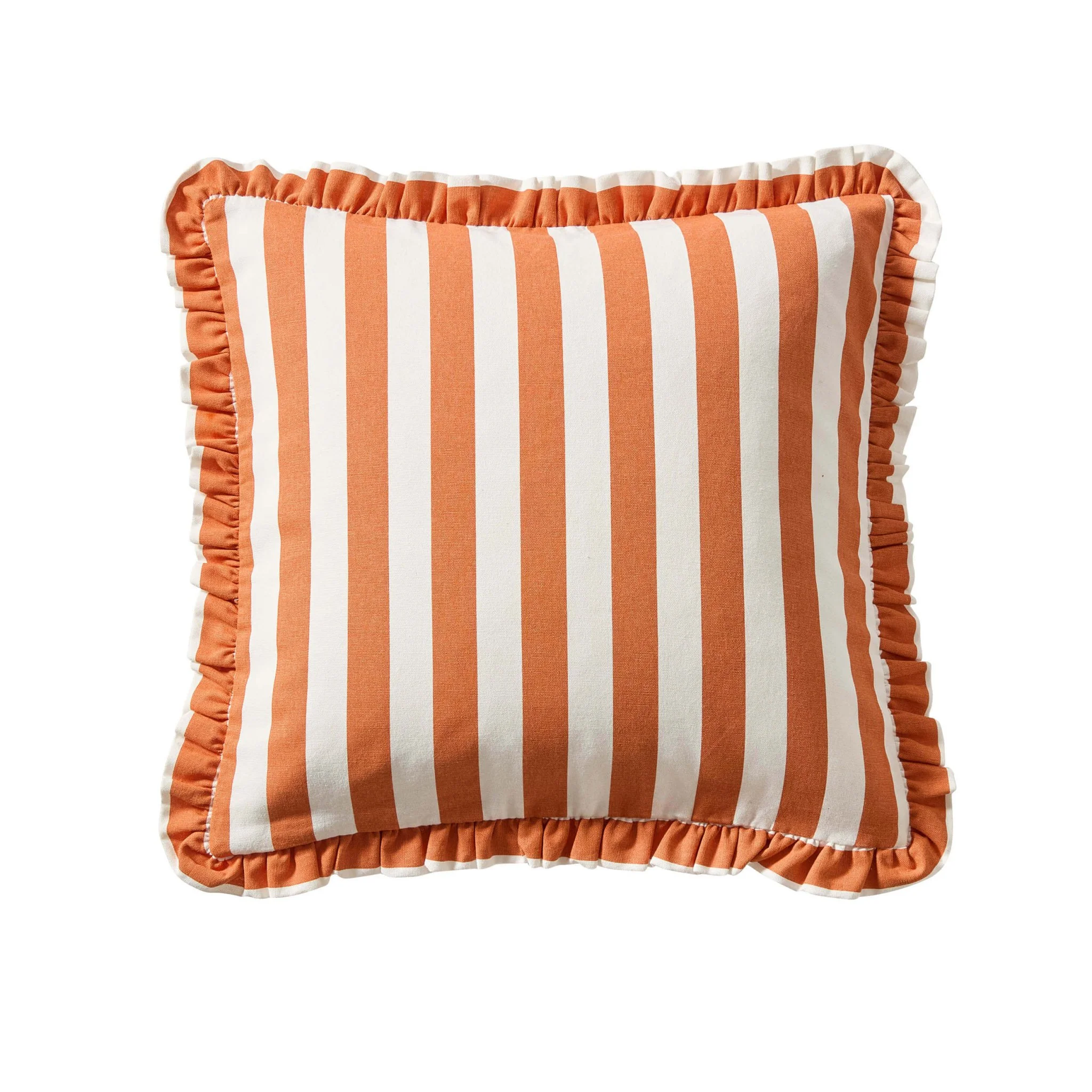 Stripe Frill Edge Cushion Cover - Burnt Orange - Image 3