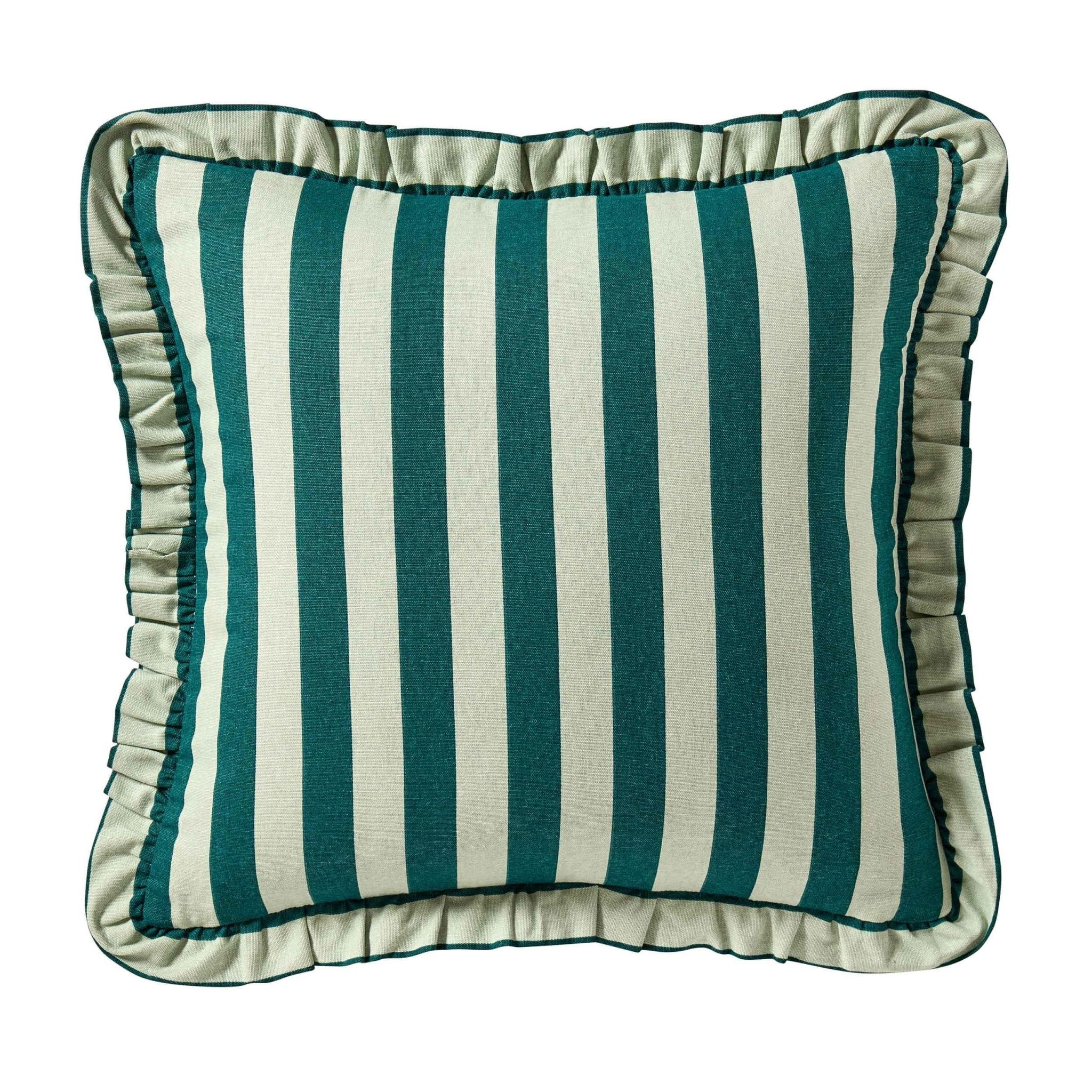 Stripe Frill Edge Cushion Cover - Green - Image 3