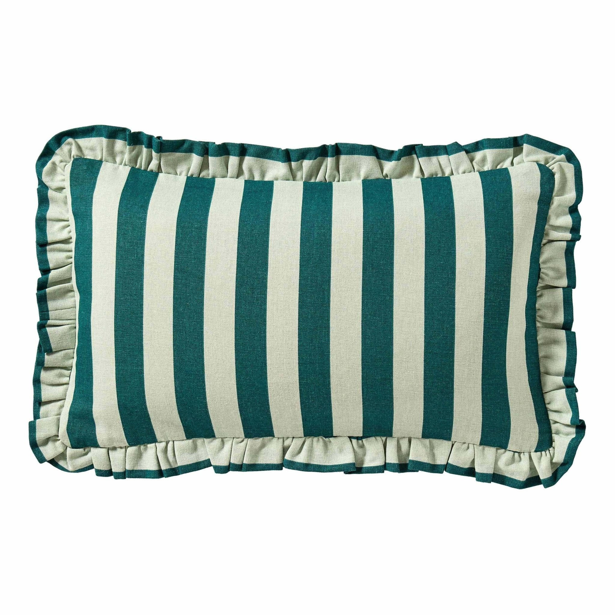 Stripe Frill Edge Cushion Cover - Green - Image 4