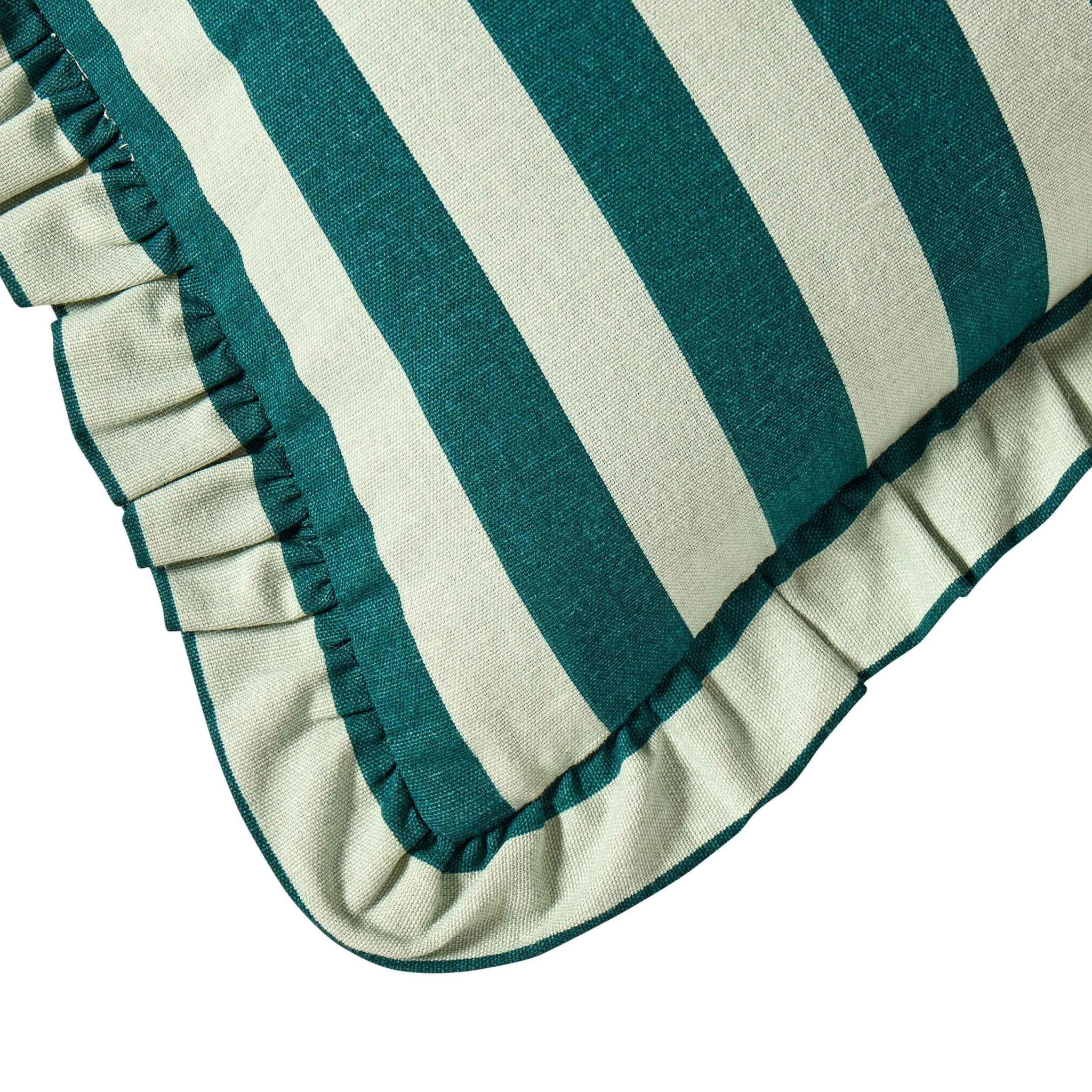 Stripe Frill Edge Cushion Cover - Green - Image 5