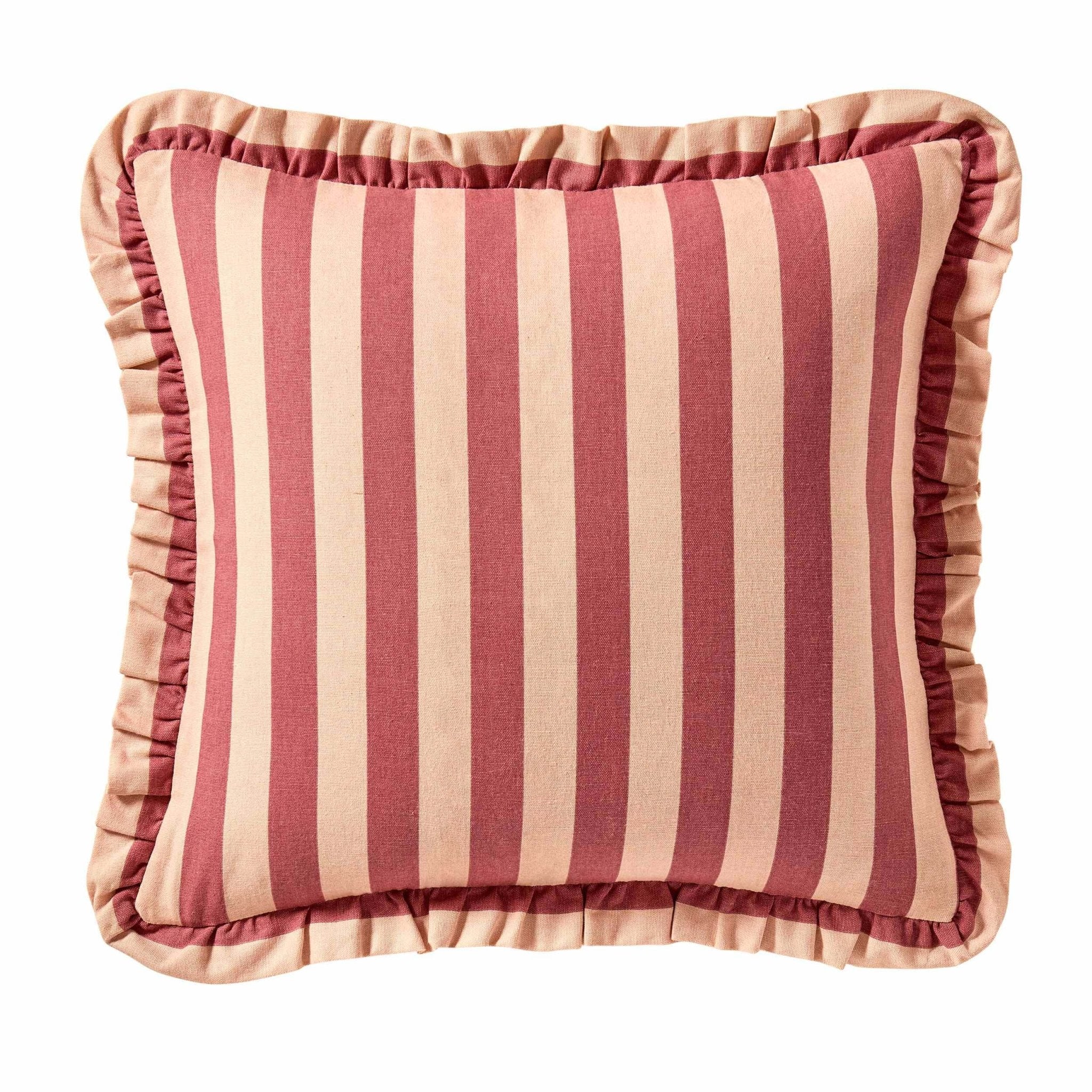 Stripe Frill Edge Cushion Cover - Pink - Image 3