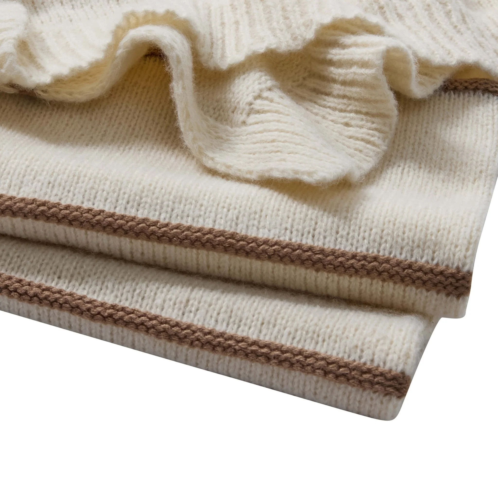Stripe Knit Sofa Throw - Taupe - Image 3